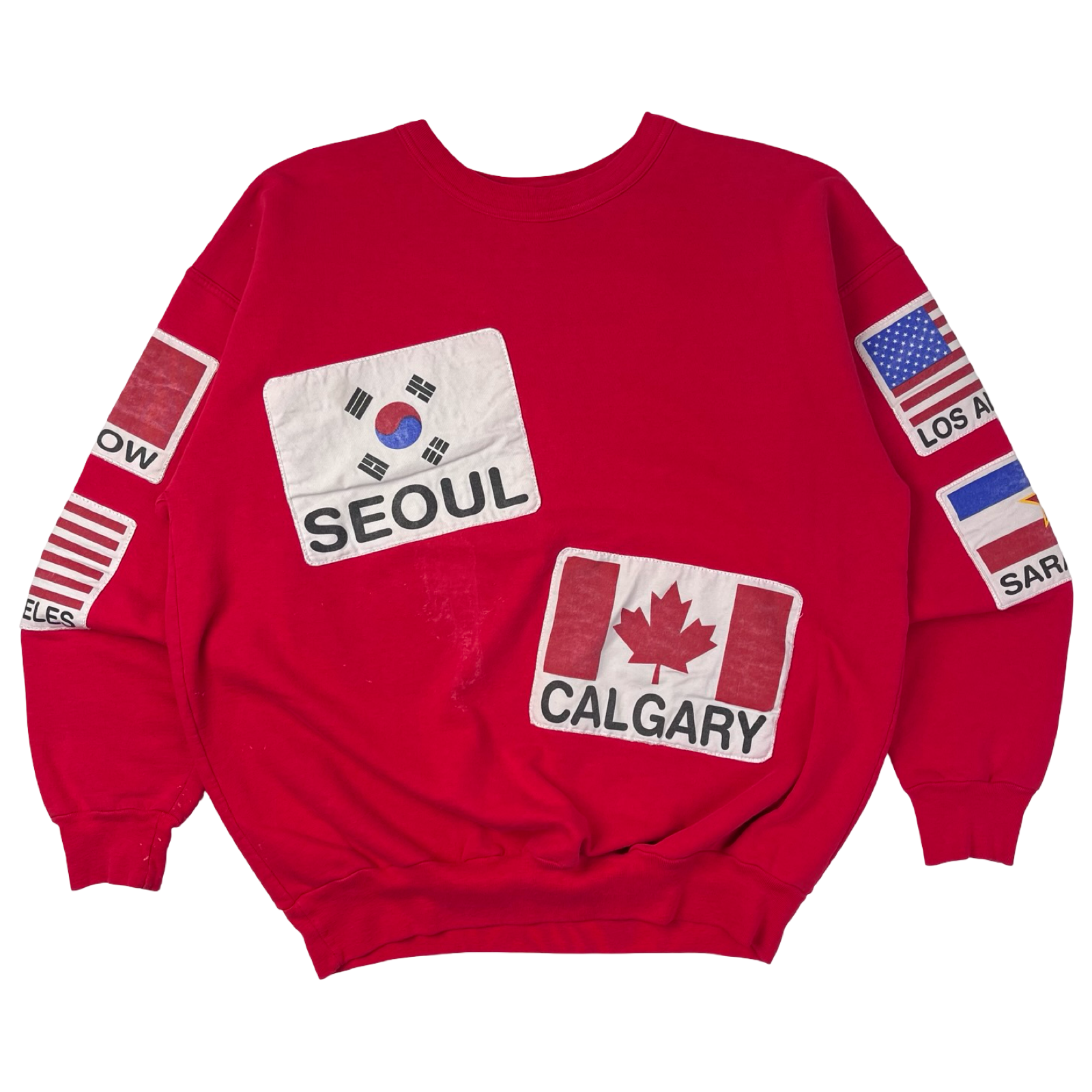 Vintage International Cities Flags Crew Neck