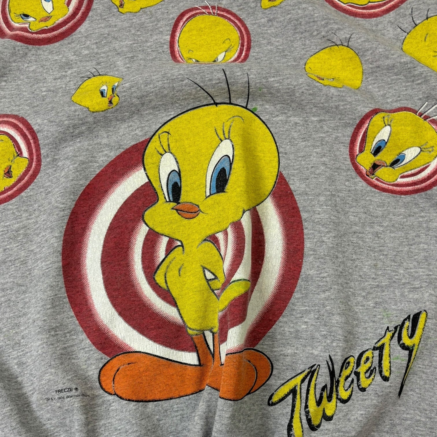 1996 Vintage Tweety Bird AOP Crewneck Grey