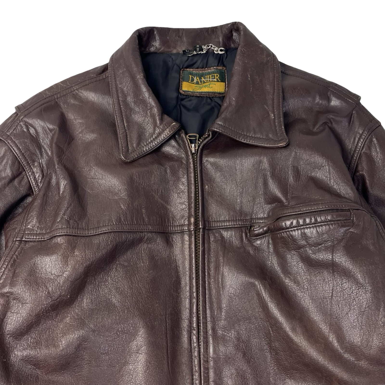 Vintage Danier Sport Leather Jacket Aged Brown
