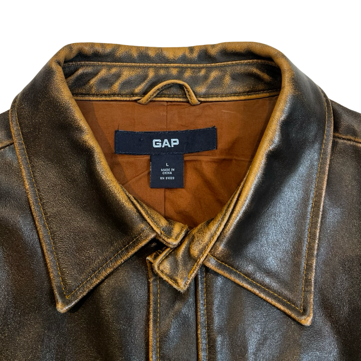 Vintage GAP Distressed Brown Leather Jacket