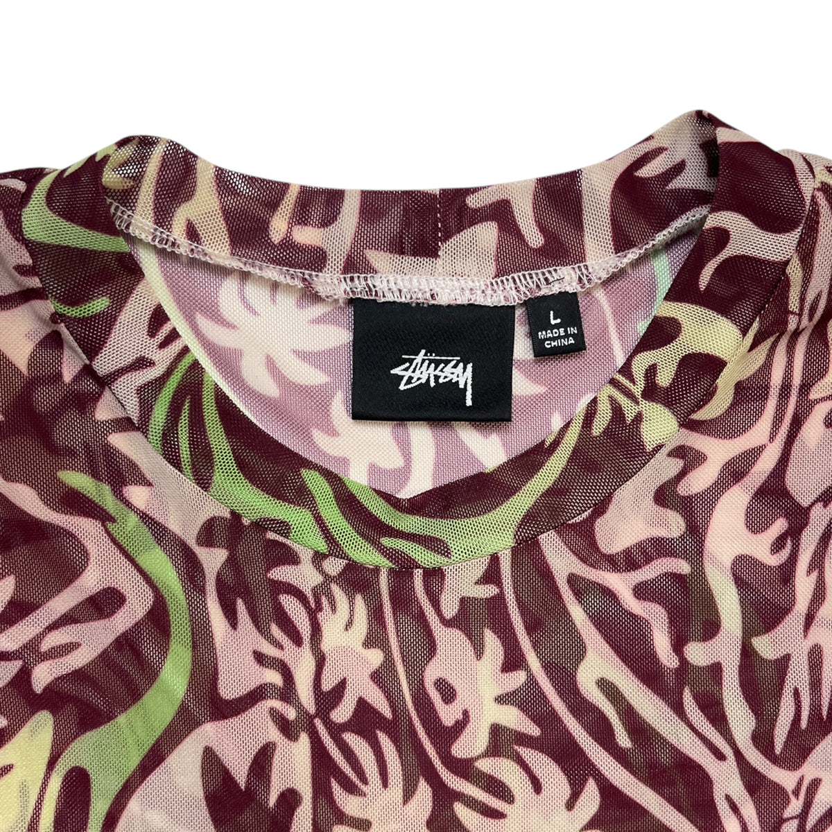 Stussy Psychedelic Palm Tree Long Sleeve Mesh Top
