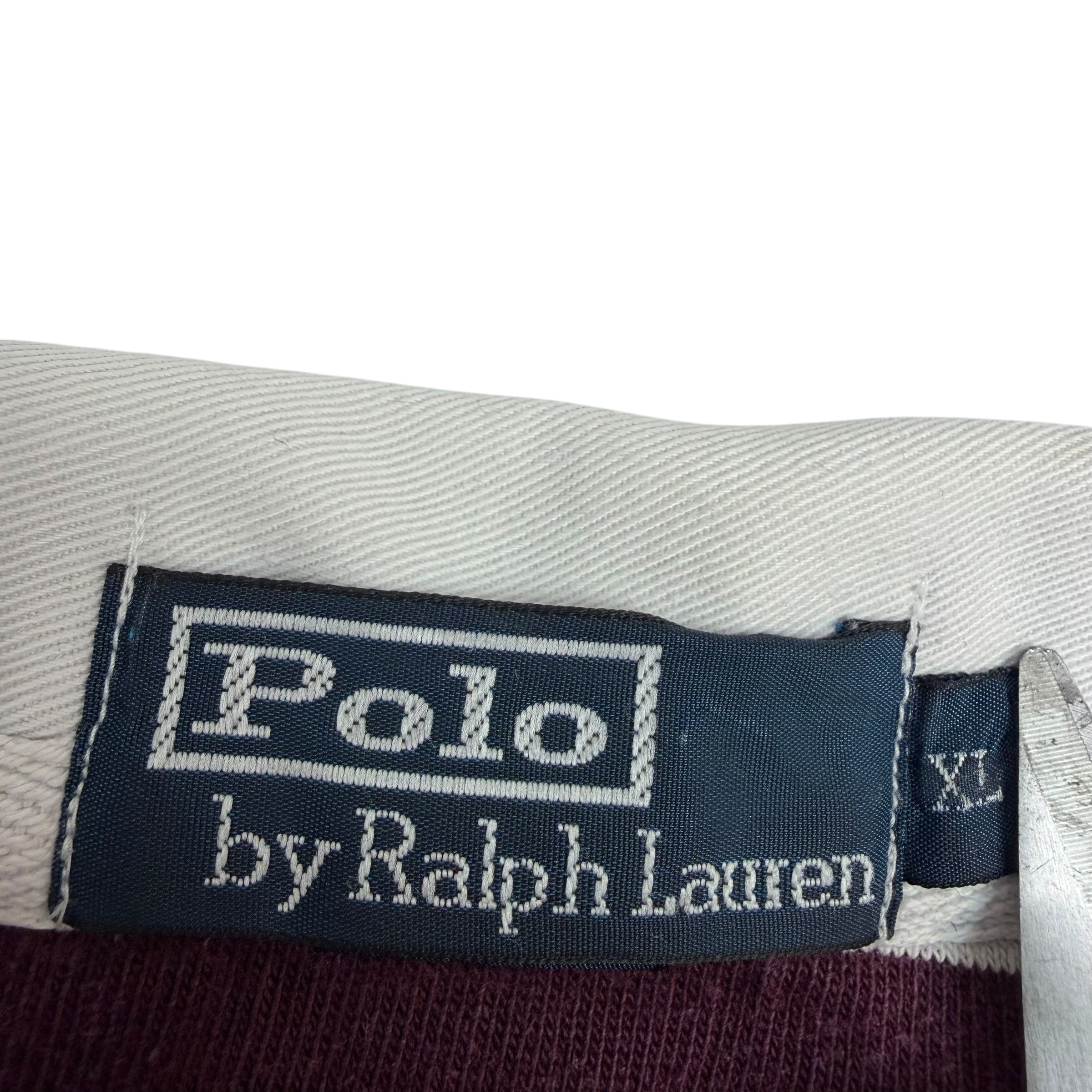 Vintage Polo Ralph Lauren Striped Rugby Longsleeve Polo Burgundy