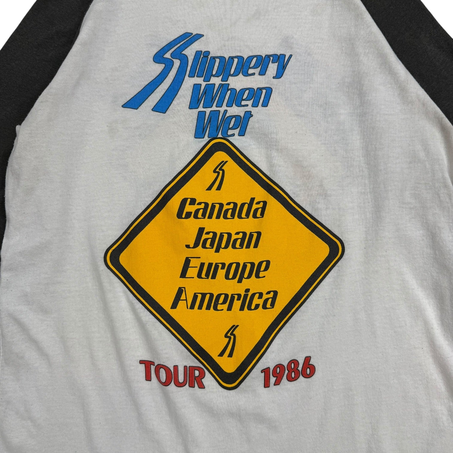 1986 Bon Jovi ‘Slippery When Wet’ Raglan Tee Black/White