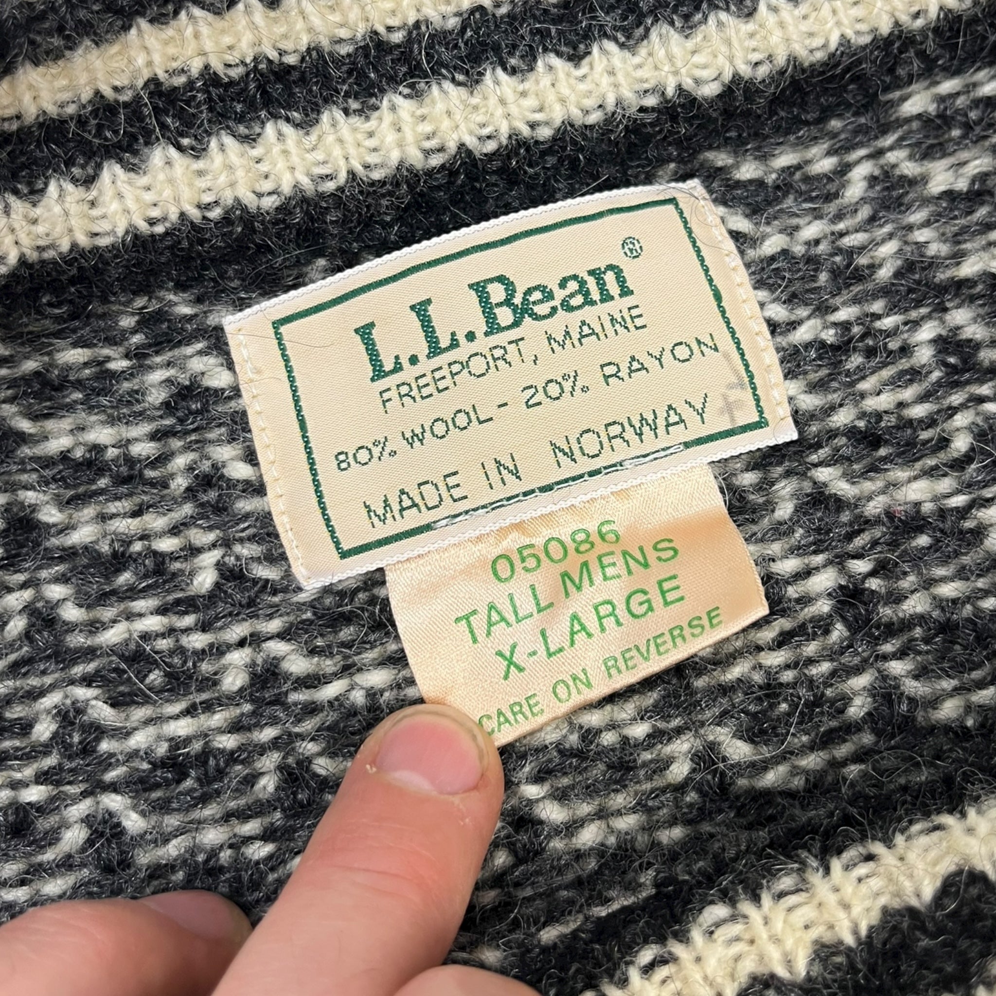 Vintage LL Bean Birds Eye Pattern Wool Knit
