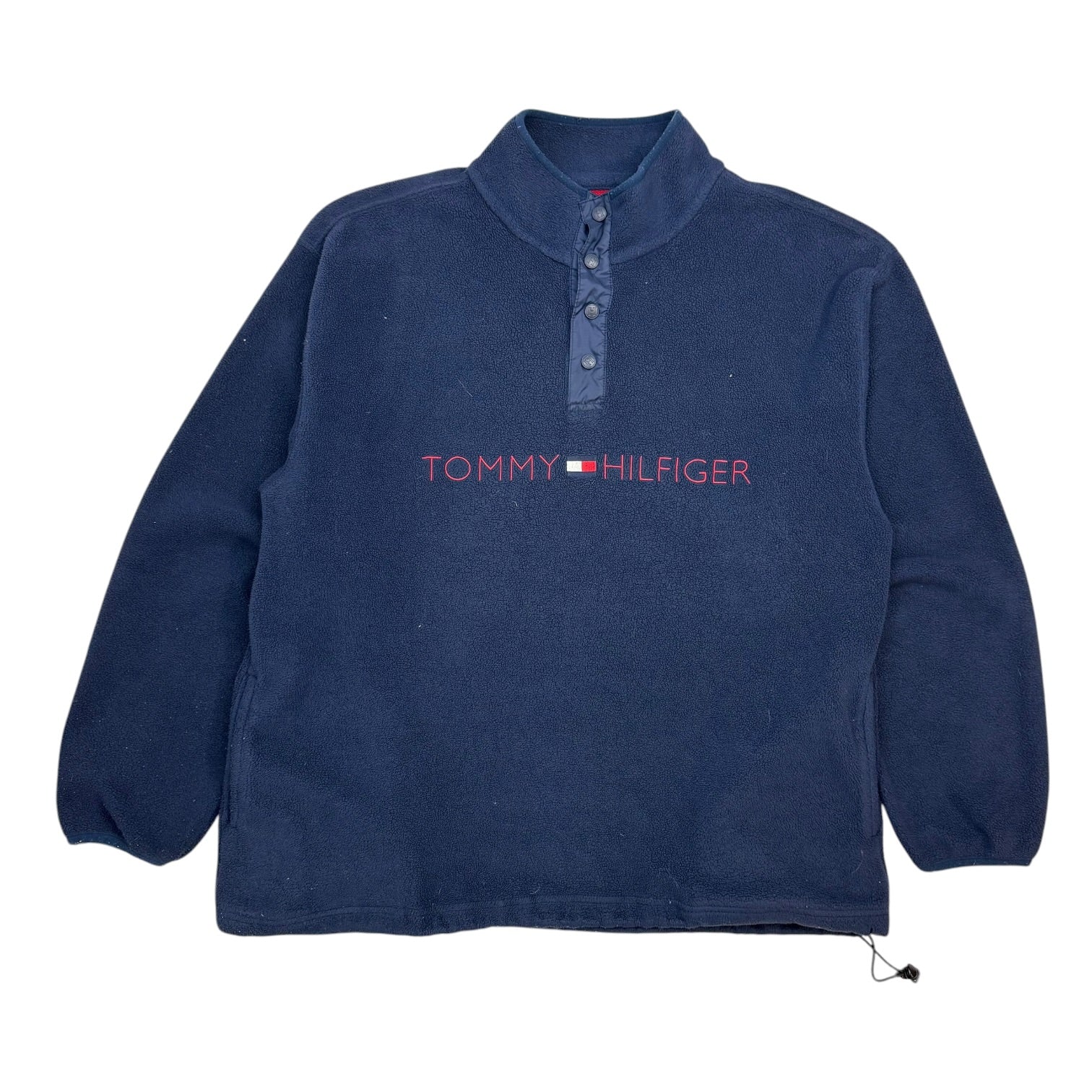 Vintage Tommy Hilfiger Fleece Button Up Pullover Sweater Blue