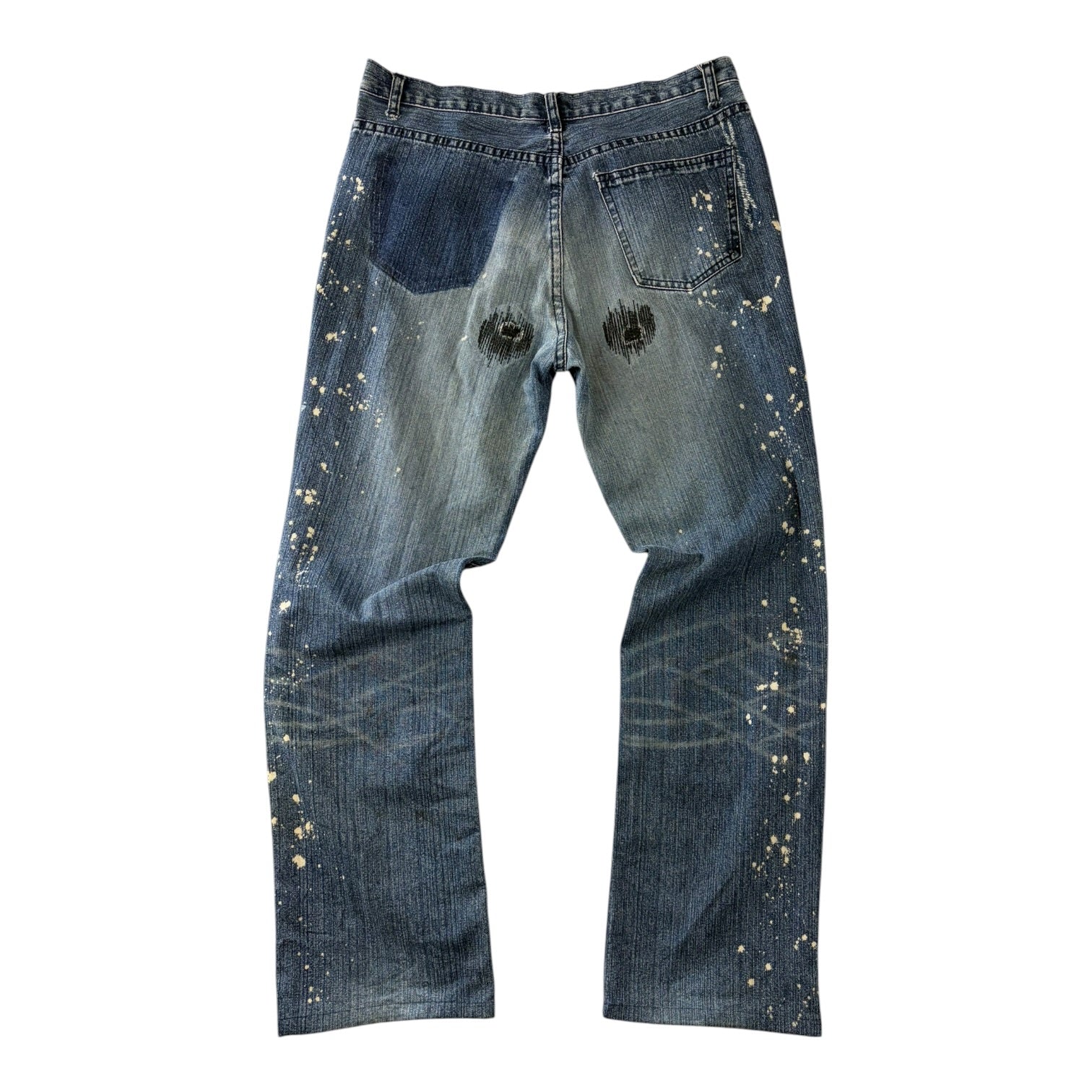 Number (N)ine Bullet Hole Grunge Denim Jeans Dark Wash