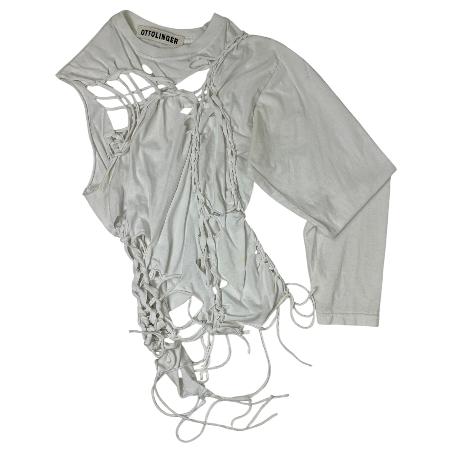 (W) Ottolinger Braided Long Sleeve T-Shirt White