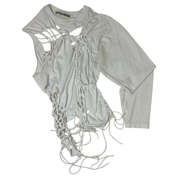 (W) Ottolinger Braided Long Sleeve T-Shirt White