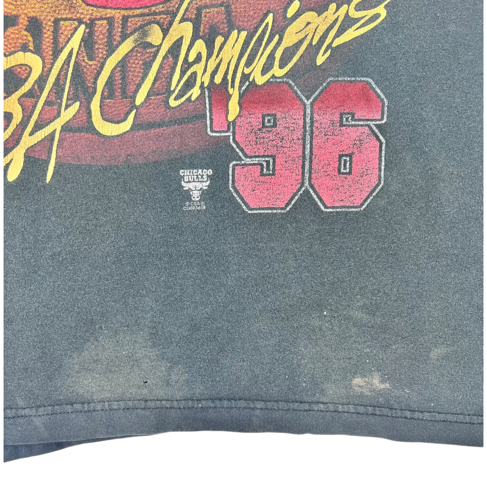 Vintage Chicago Bulls ‘96 Champions T-Shirt Washed Black