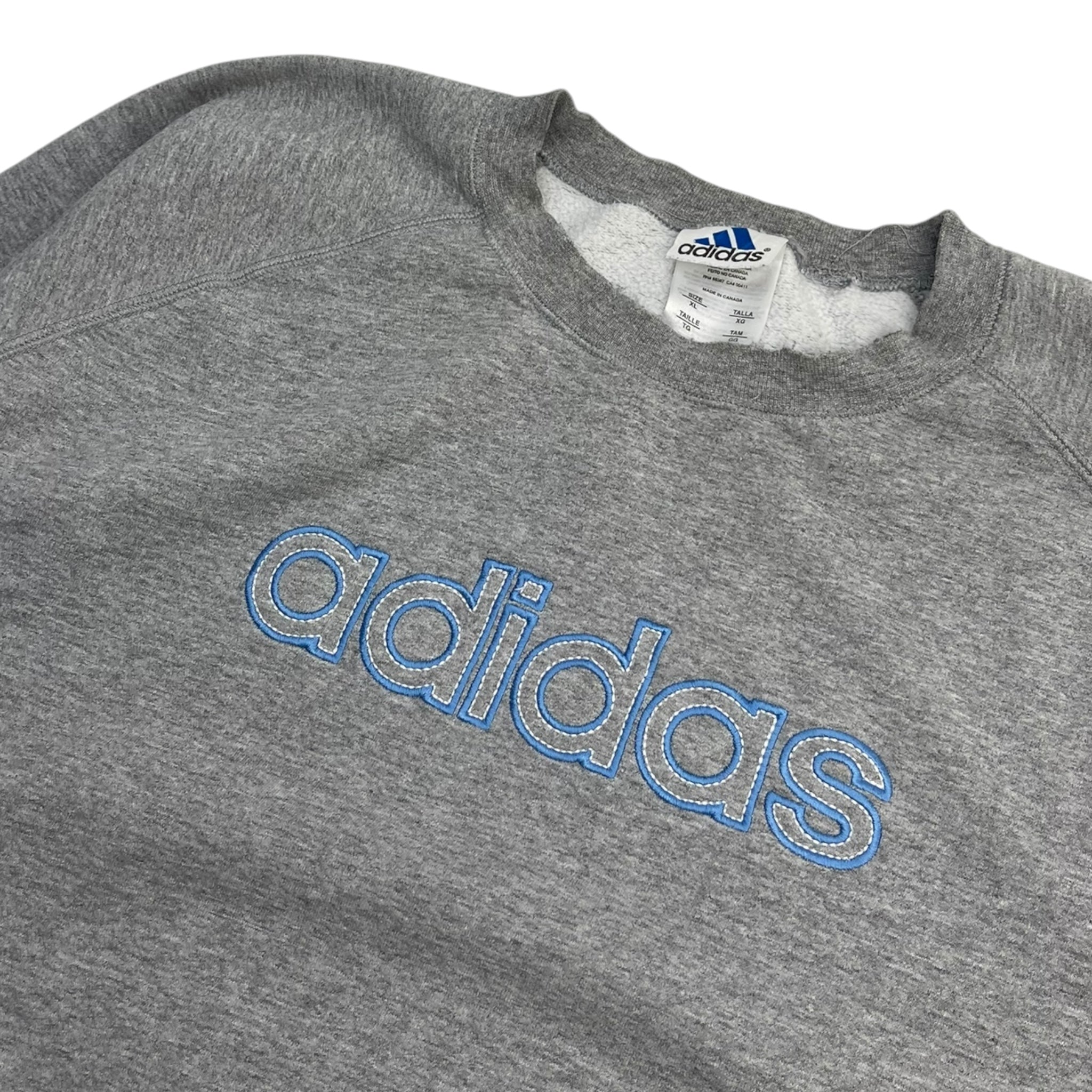 Vintage Adidas Center Spellout Crewneck Sweatshirt Grey