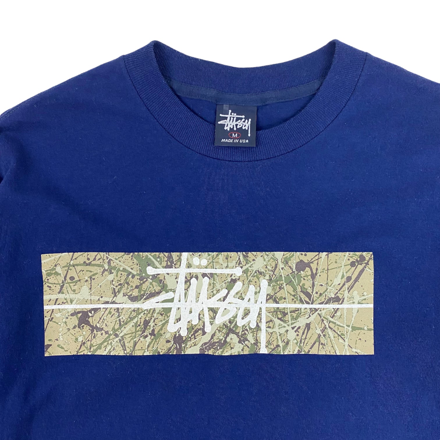 Vintage Stüssy Jackson Pollock T-Shirt Navy