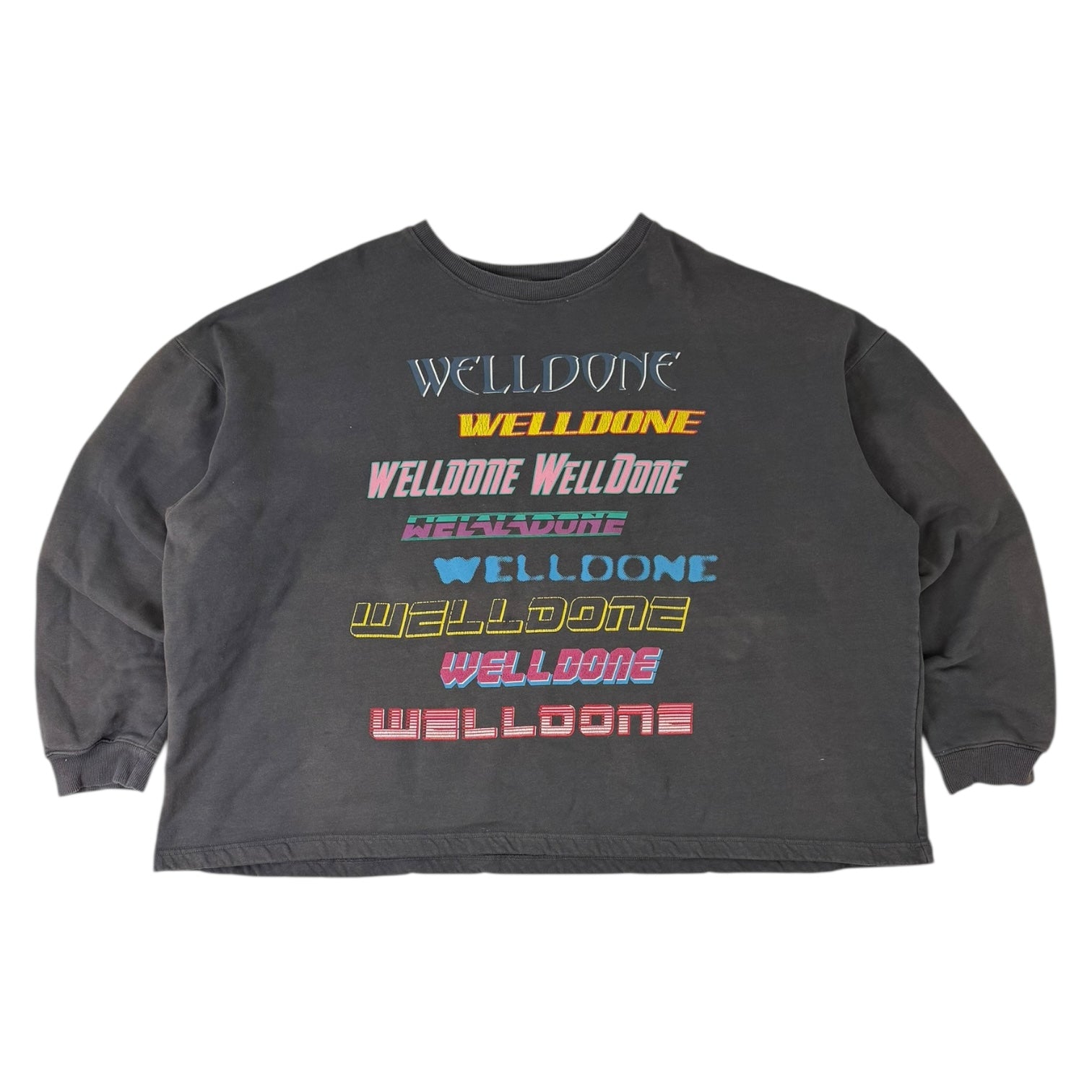 We11done Multicolor Front Logo Print Charcoal