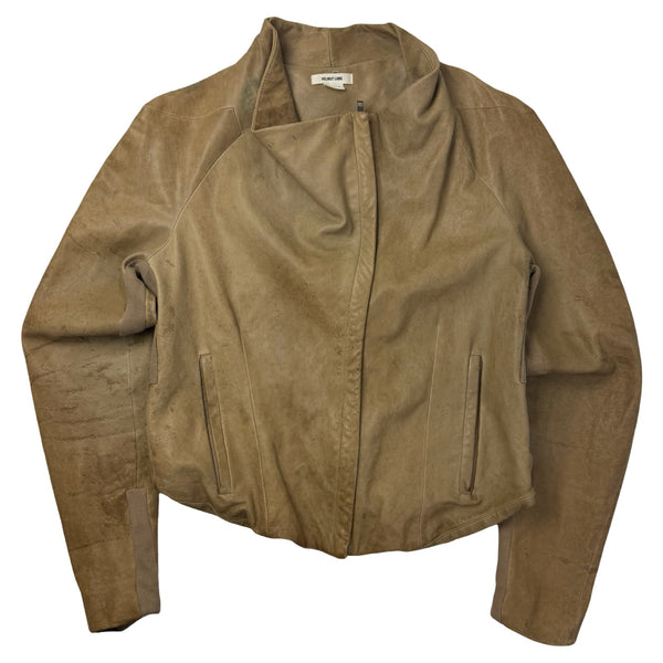 (W) Helmet Lang Lambskin Moto Leather Jacket