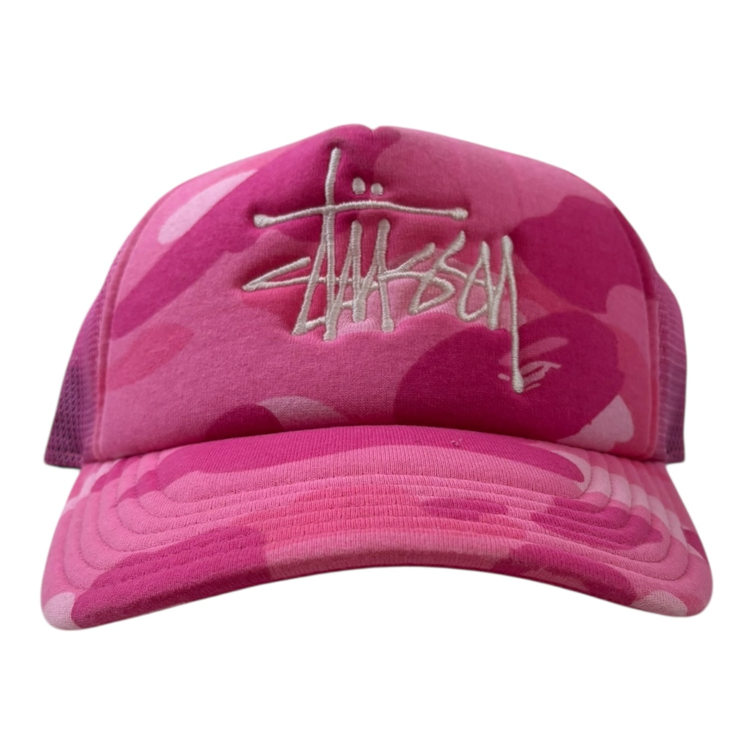 Stussy x BAPE Trucker Hat Pink