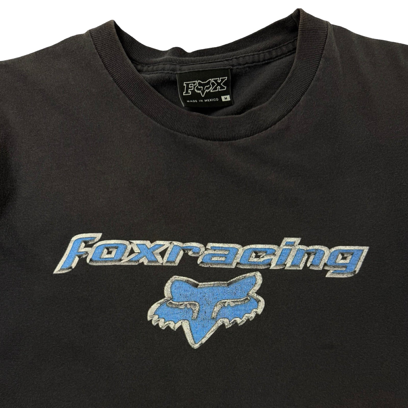 Vintage Y2K Fox Center Spellout T-Shirt Washed Black