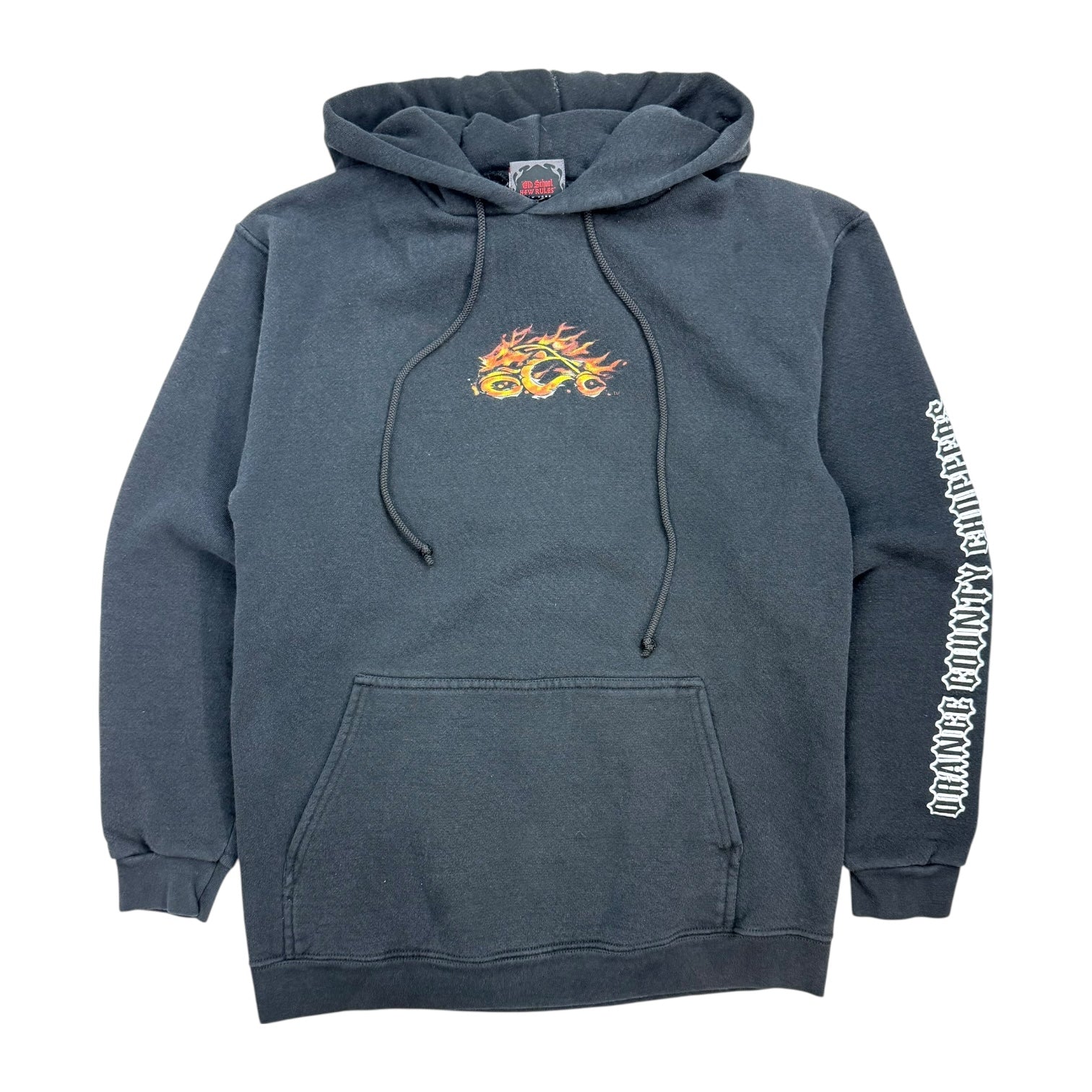Vintage Orange County Chopping Flaming Chopper Hoodie Black