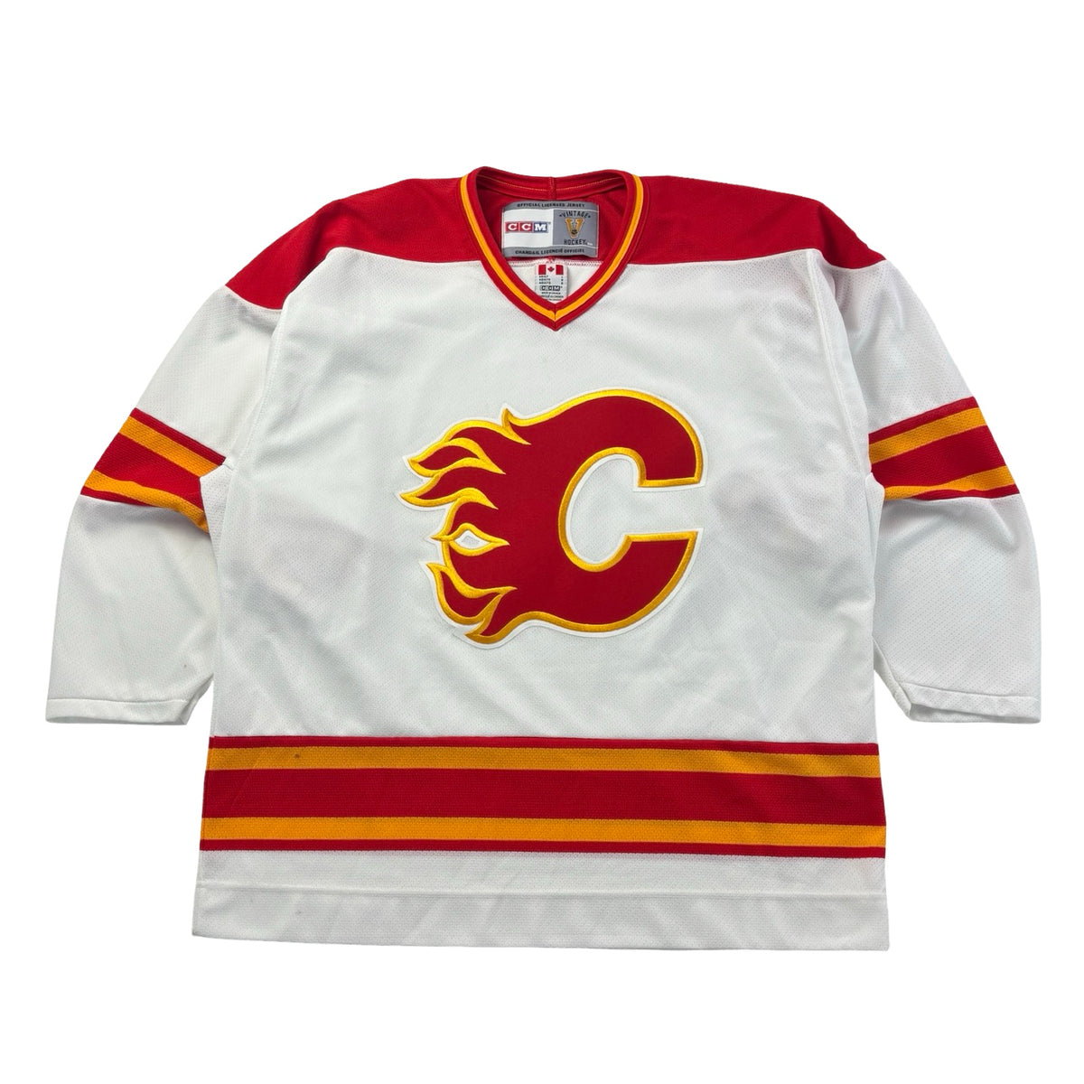 Vintage CCM Calgary Flames 89’ Stanley Cup Patched NHL Home Jersey