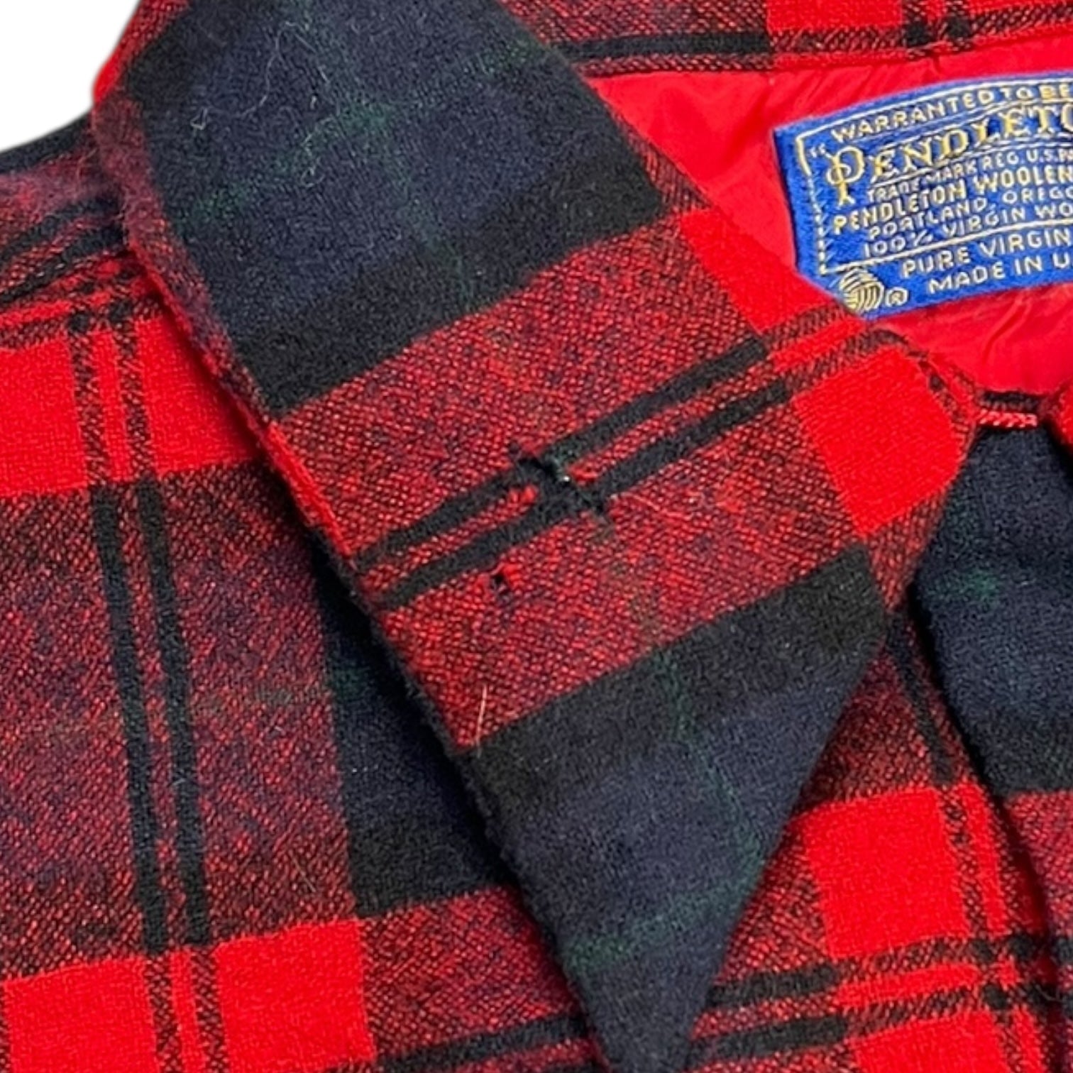 Vintage Pendleton Plaid Wool Button Up Shirt Black/Red