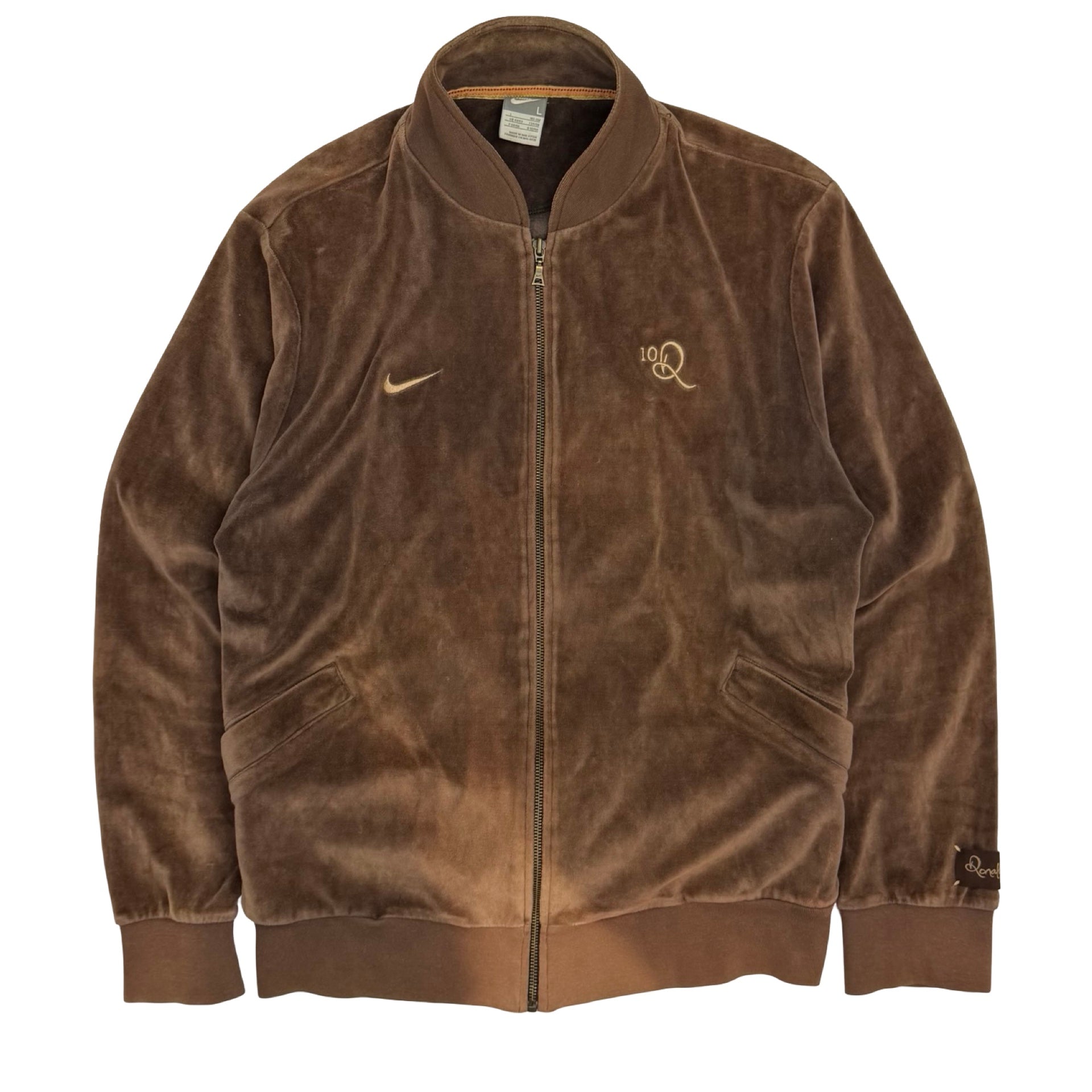 Vintage Nike Ronaldinho Velour Embroidered Track Jacket Brown