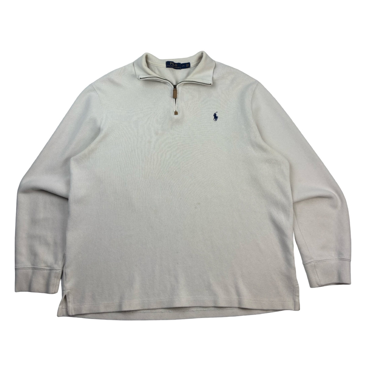 Vintage Polo Ralph Lauren Open Hem 1/4 Zip Egg Shell