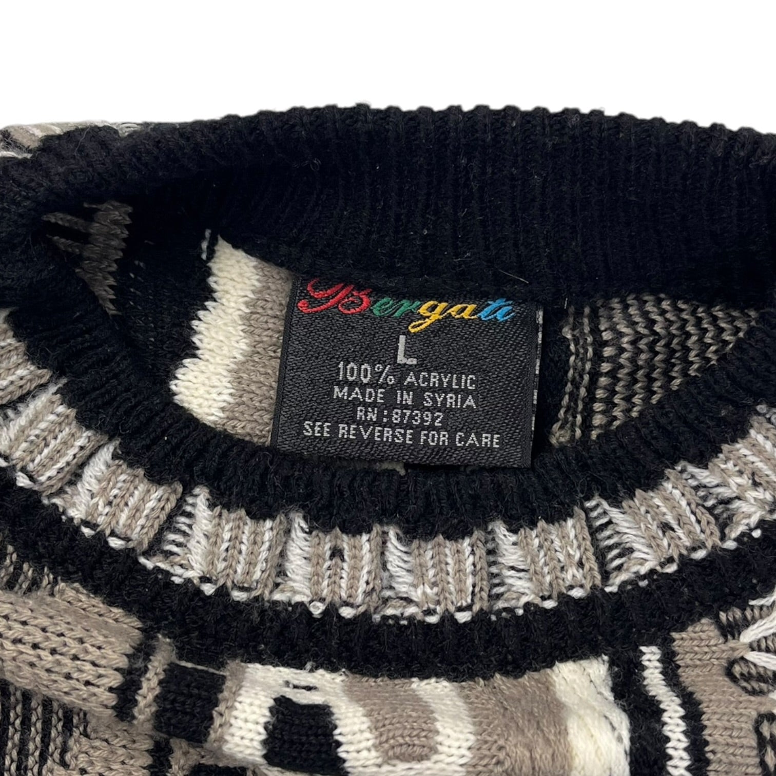 Vintage Bergati Vertical Textured Knit Cremé/Noir