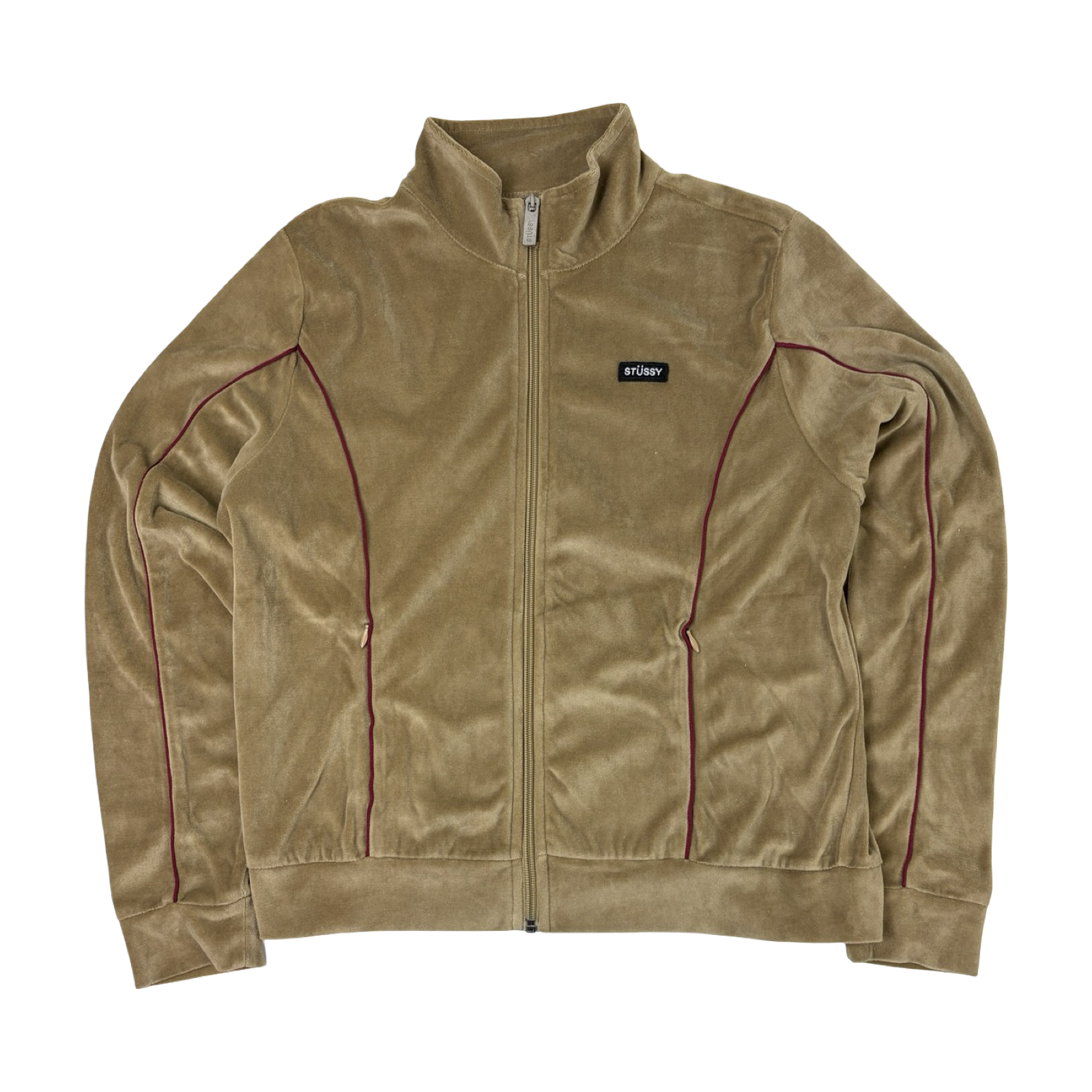 Stussy Veloured Panel Track Jacket Beige