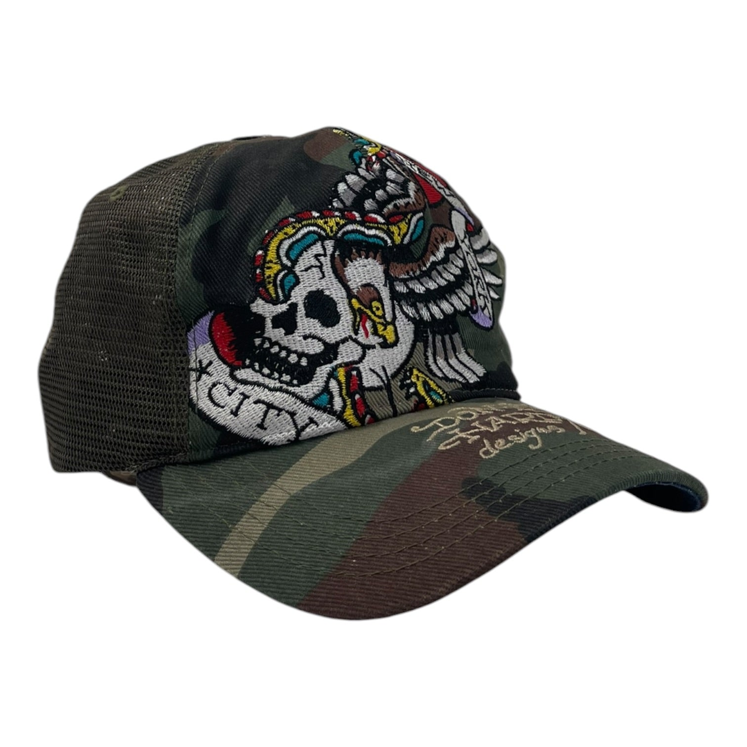 Vintage Y2K Ed Hardy Snap Back Hat Camo