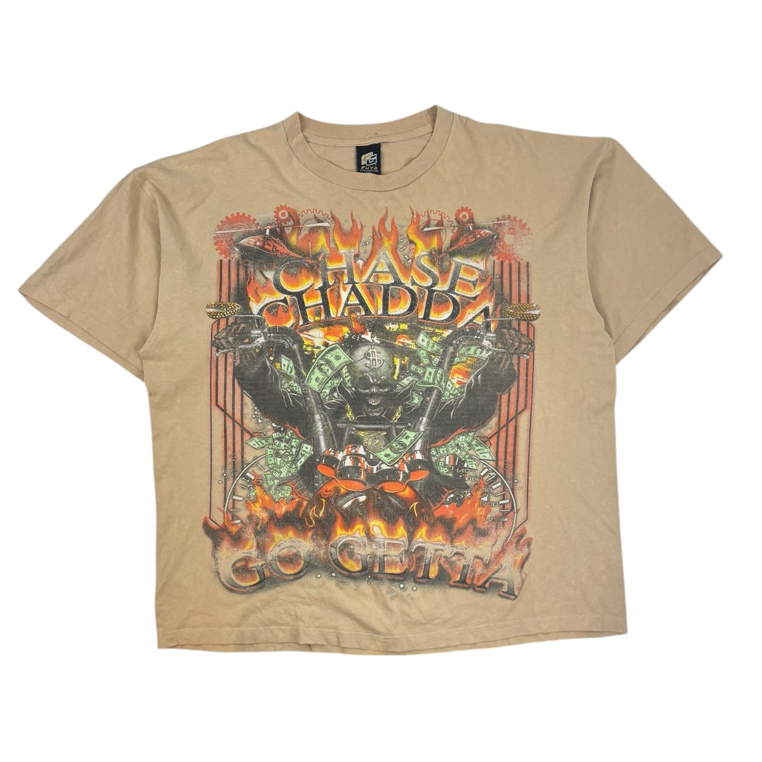 Vintage Y2K Fuya “Chase Chadda Go Getta” T-Shirt Tan