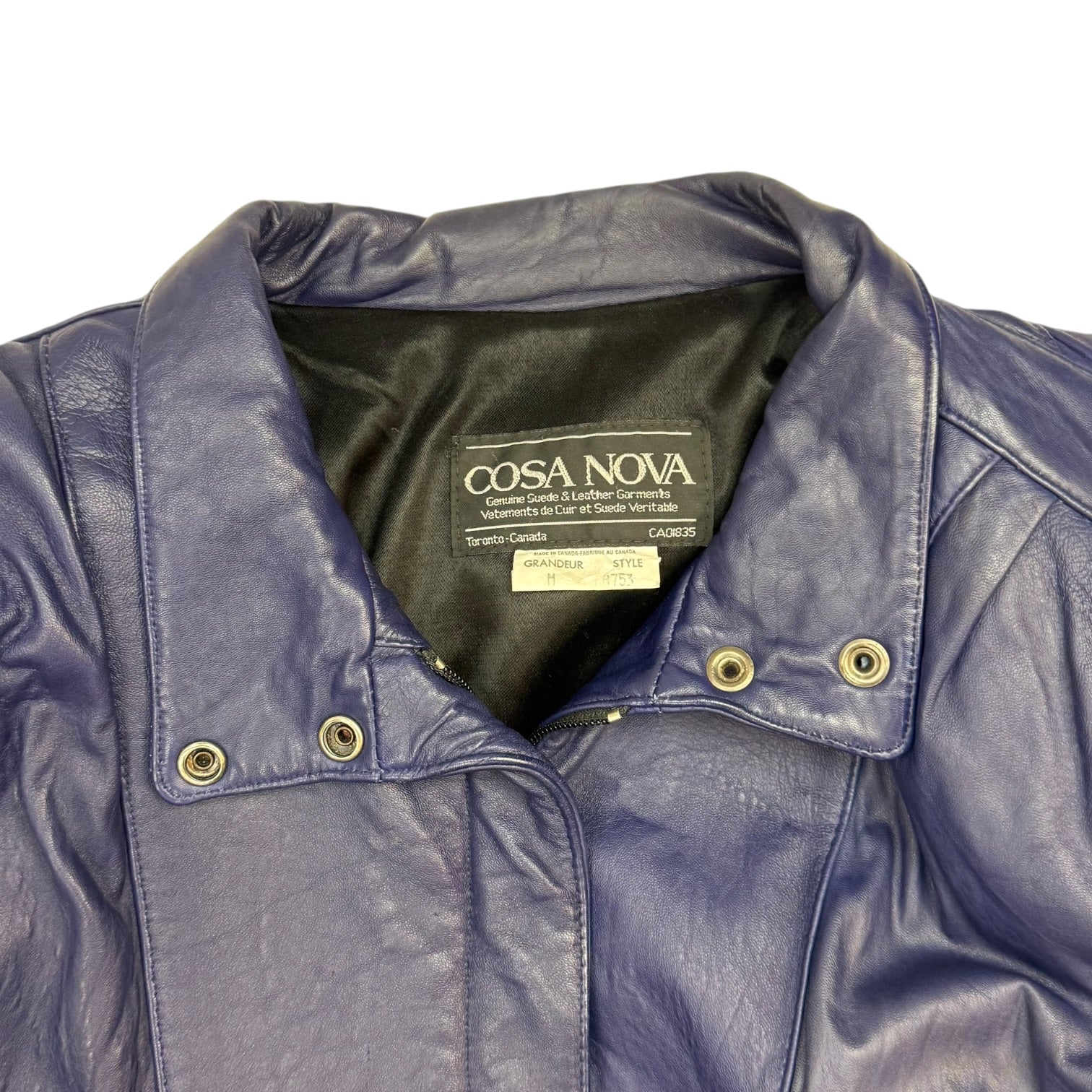 Vintage Cosa Nova Leather Jacket Deep Blue