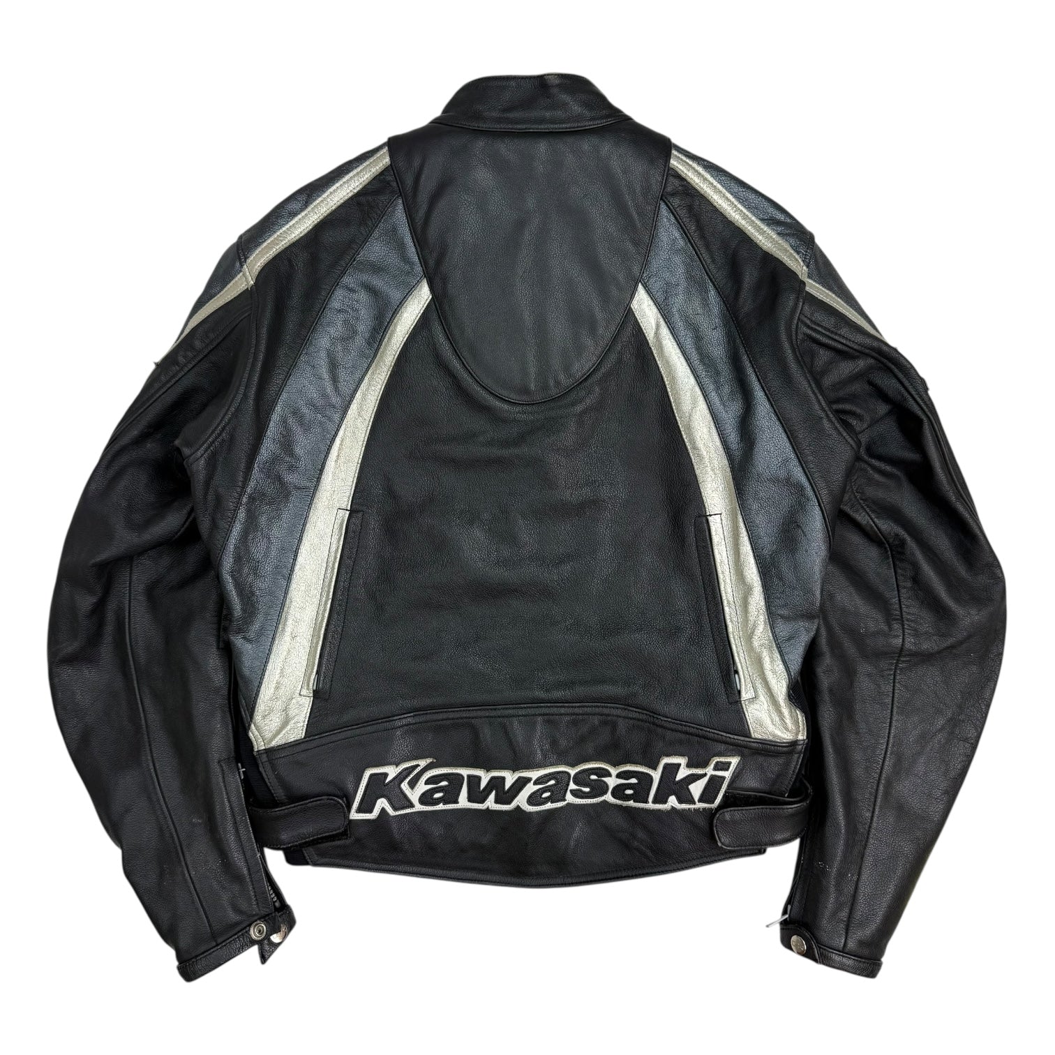 Vintage Kawasaki Leather Moto Jacket Black