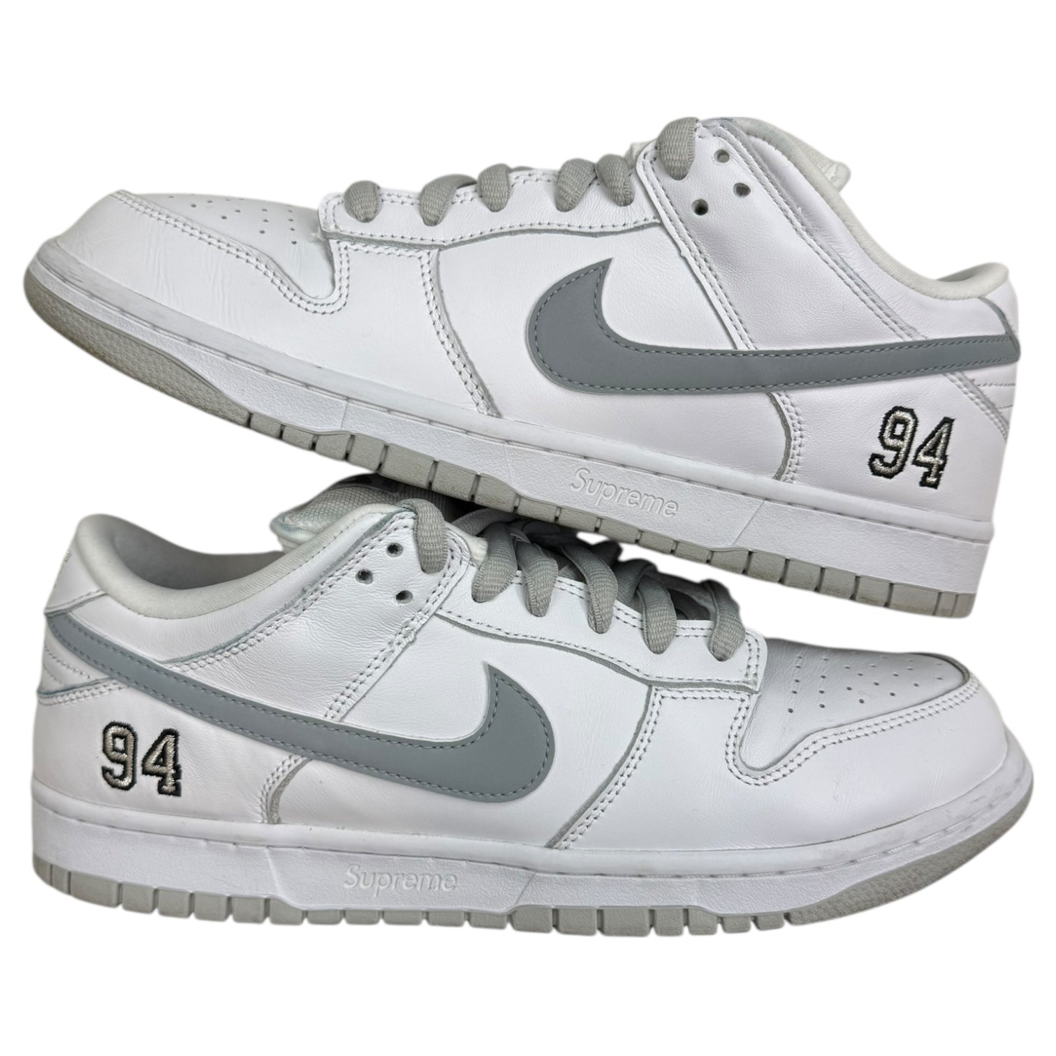 Nike x Supreme SB Dunk Low 94 White Metallic Silver (Used)