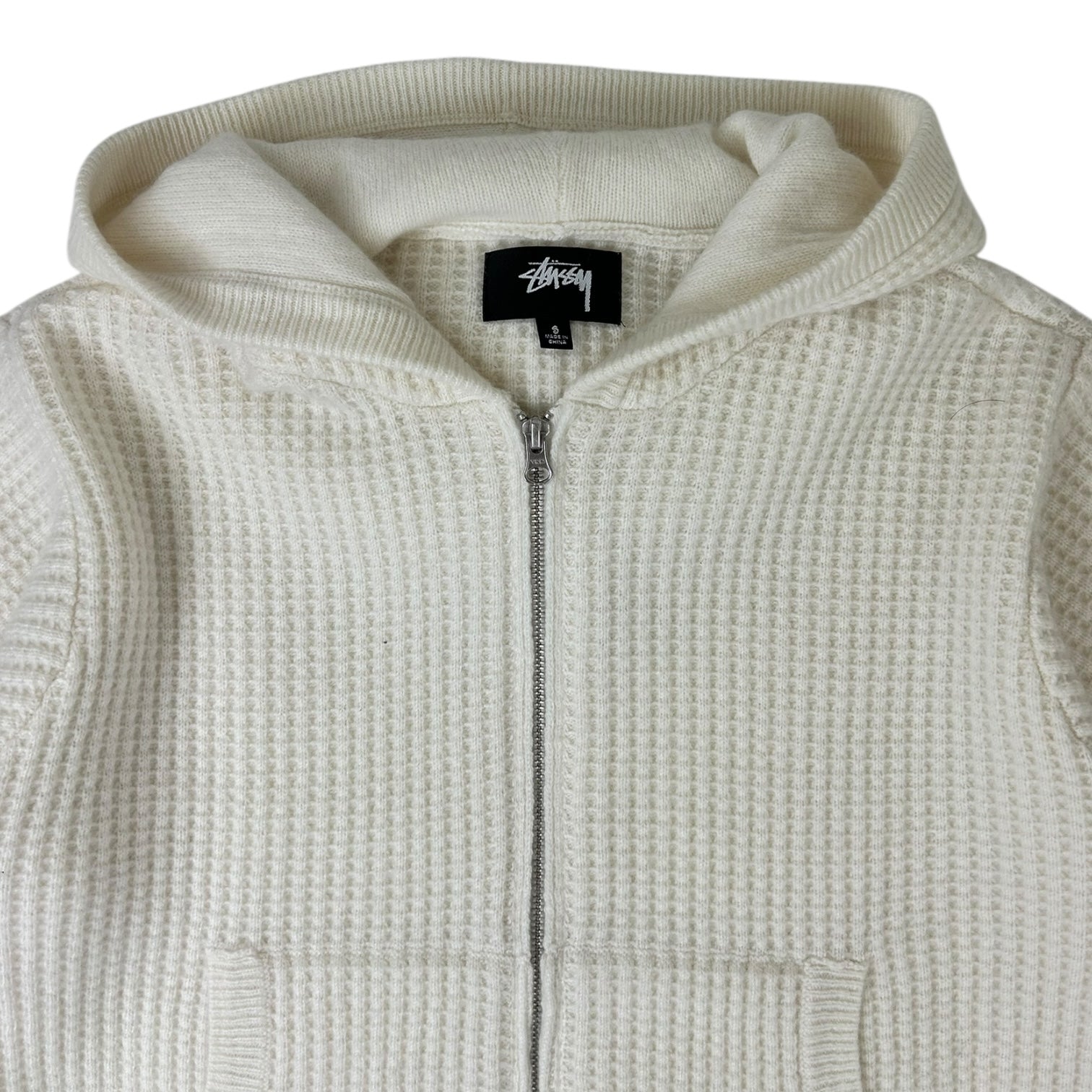 Stussy Cashmere Zip Up Hoodie White