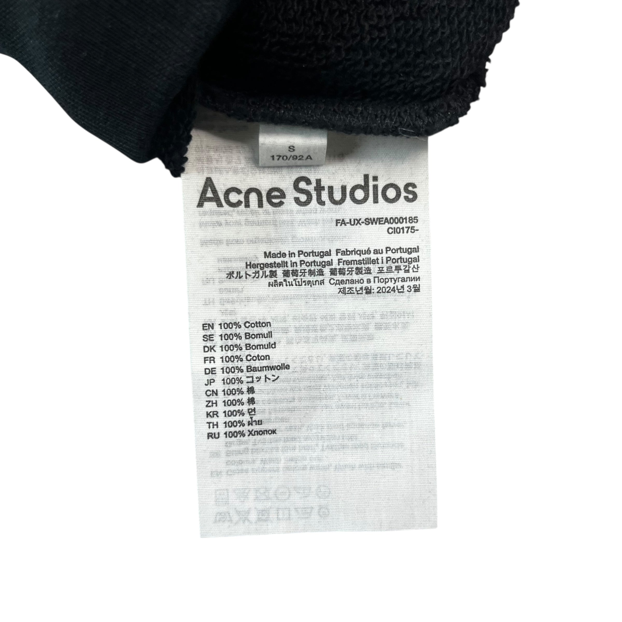 Acne Studios Zip Hoodie Black