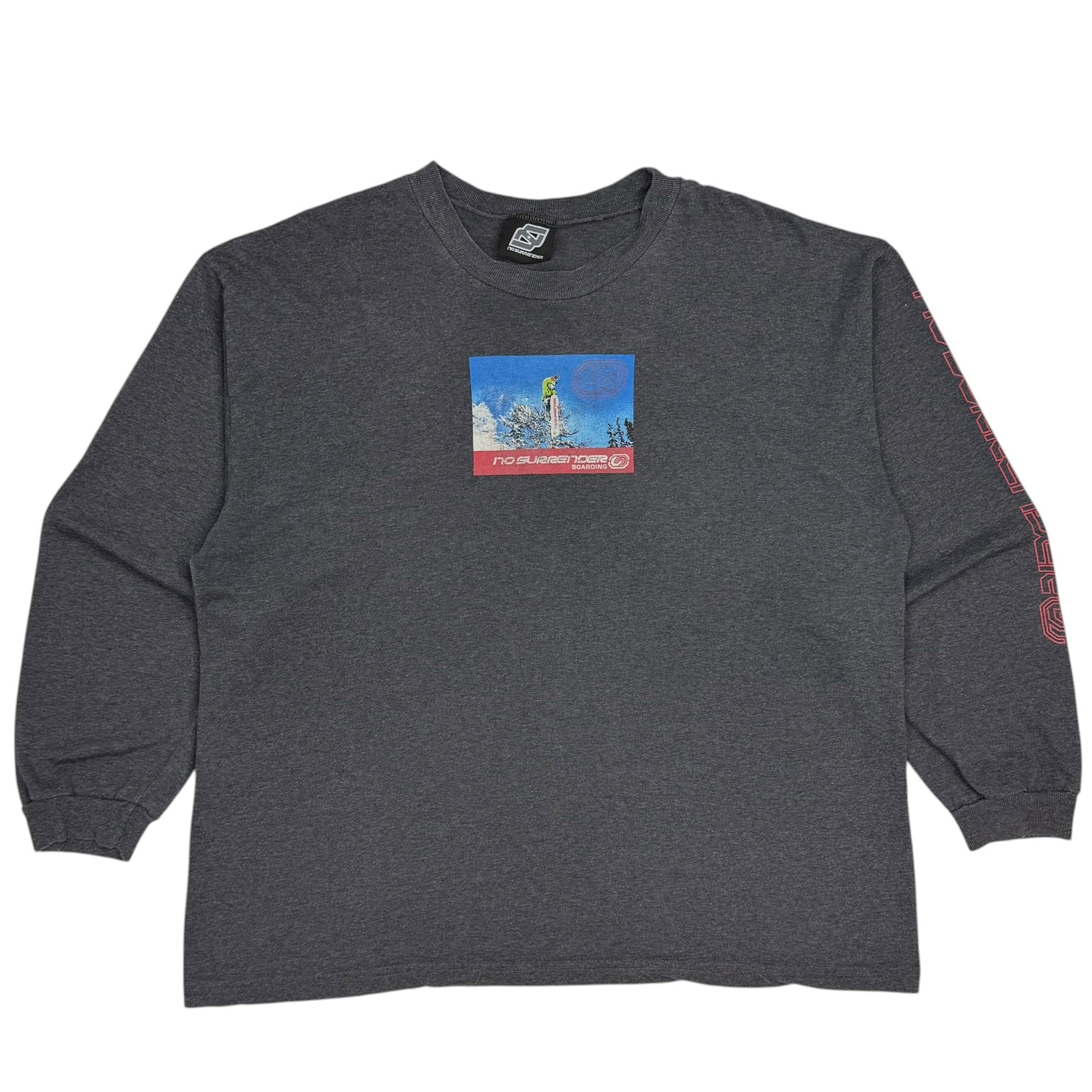Vintage No Surrender Boarding Longsleeve Tee Grey
