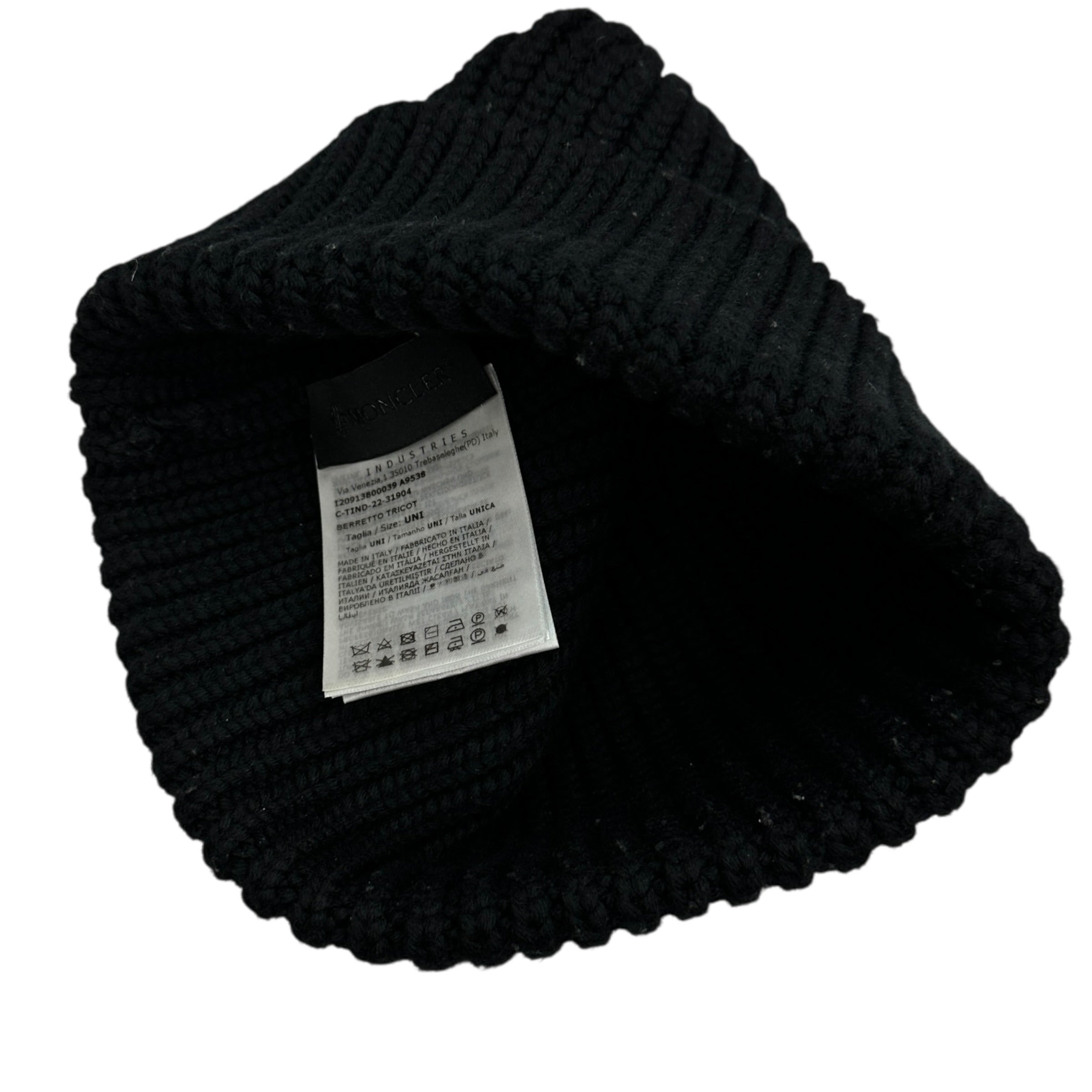 Moncler Ribbed Cotton Beanie Black Logo