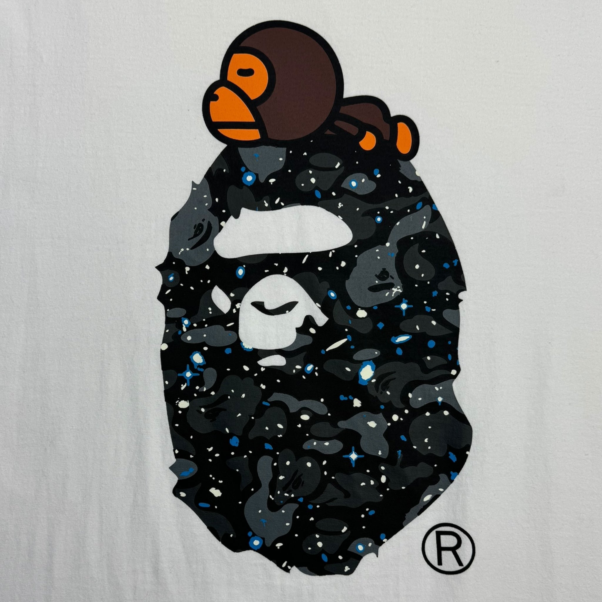Bape Space Camo Milo On Big Ape Tee White