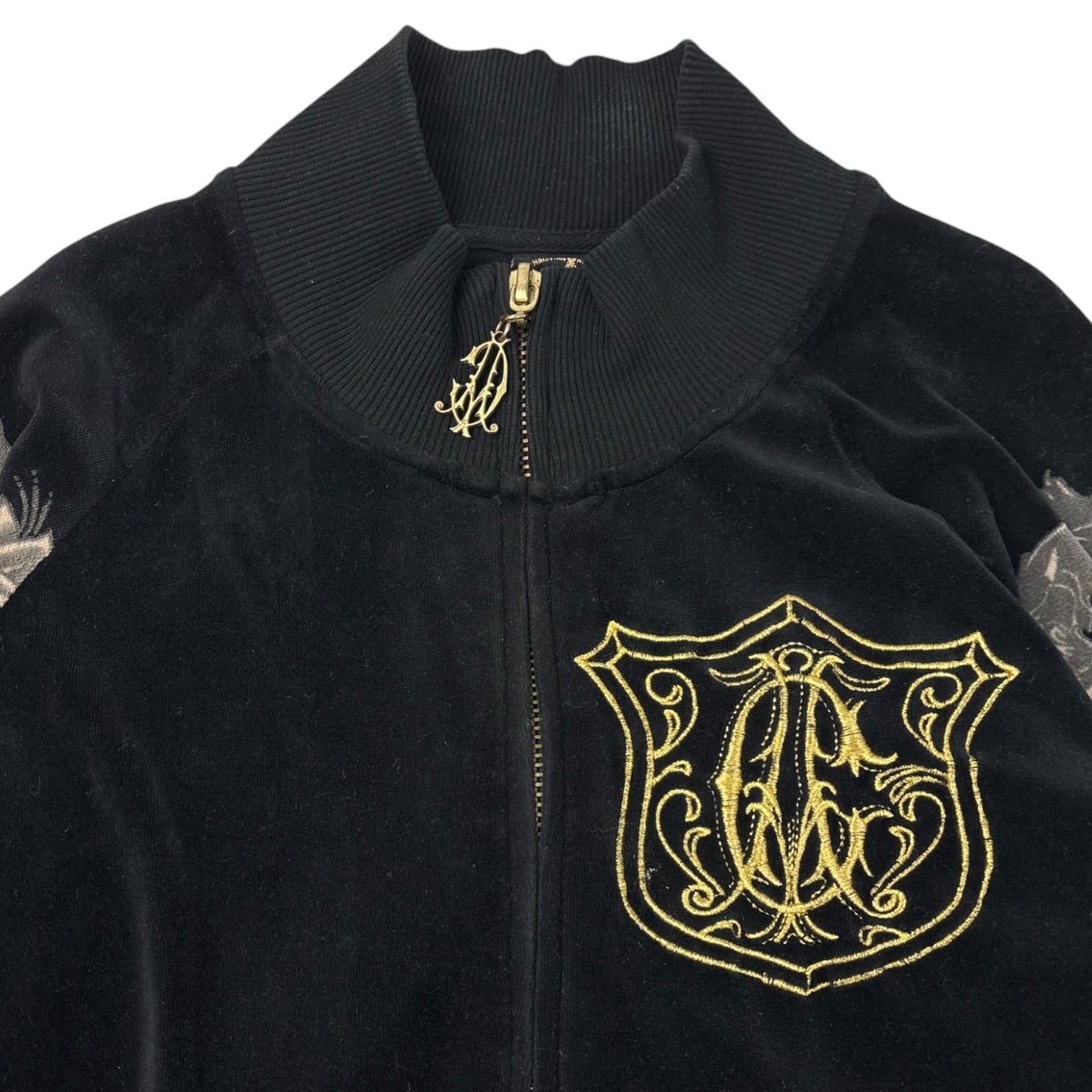 Vintage Y2K Christian Audigier Velour Full Zip Sweater