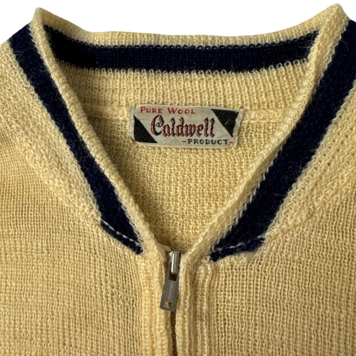 True Vintage Caldwell Pure Wool Knit Cardigan Distressed