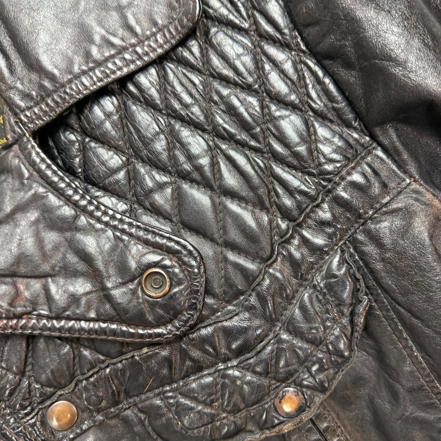 Vintage Bristol Diamond Stitch Leather Jacket Faded Black