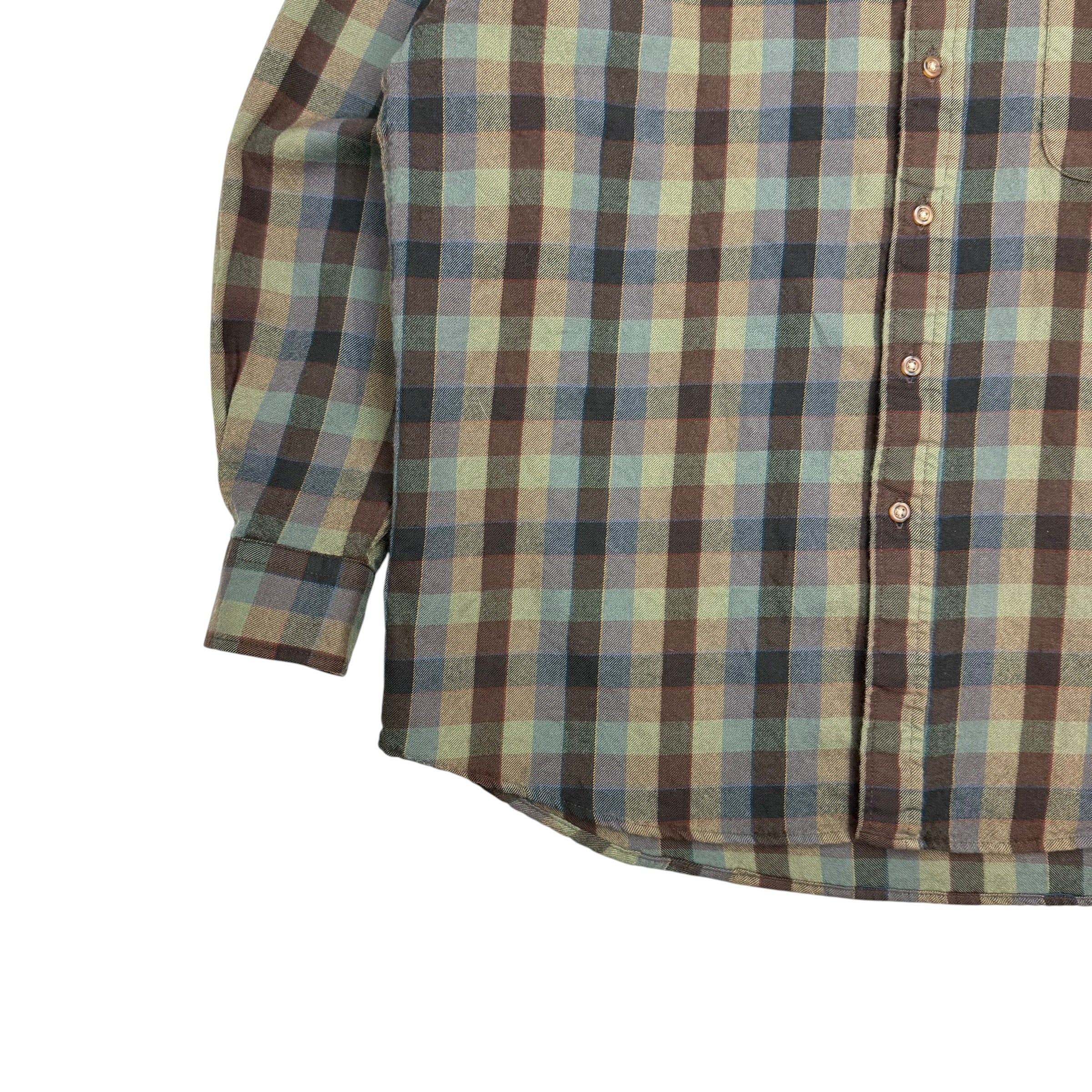 Vintage Pendleton Wool Button Up Flannel Shirt Green Plaid