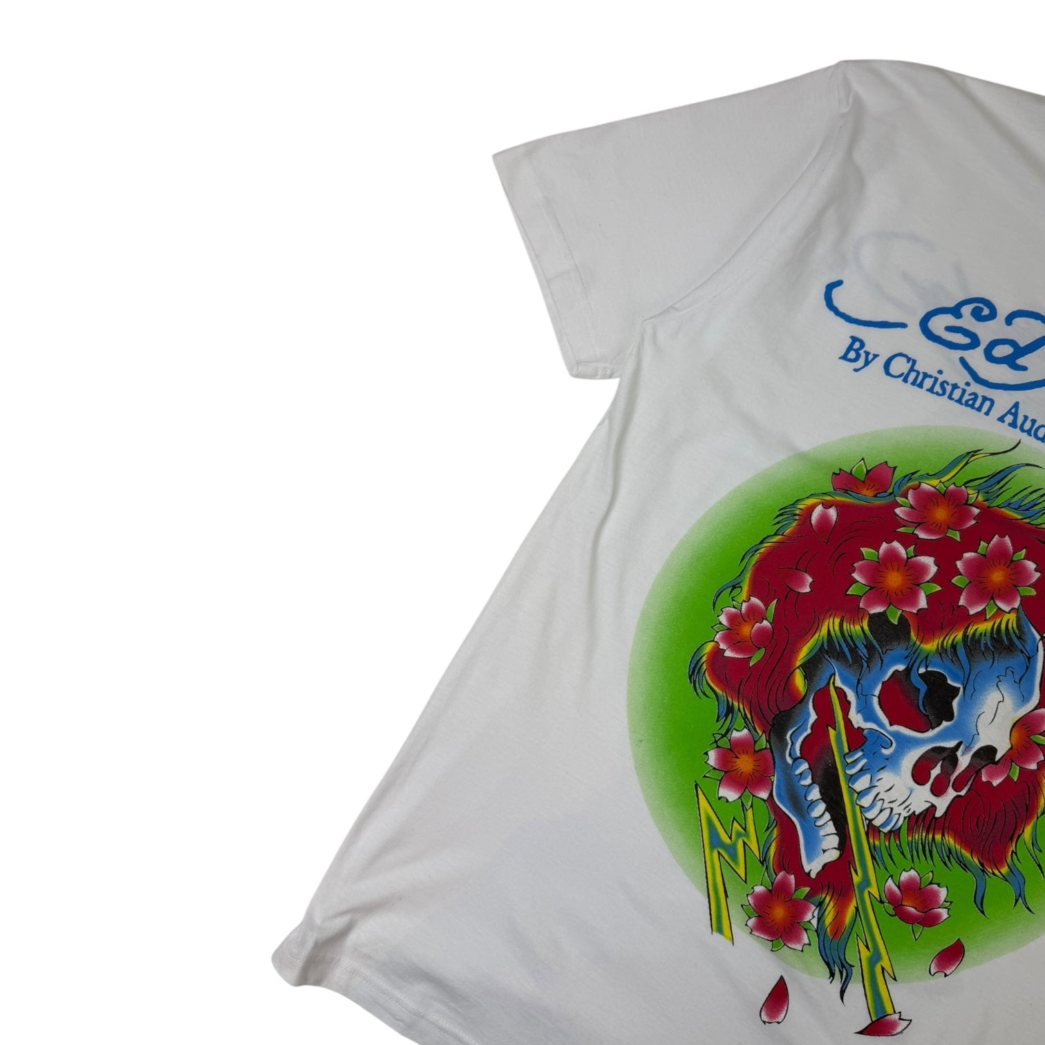 Ed Hardy by Christian Audigier Skull & Flowers T-Shirt White