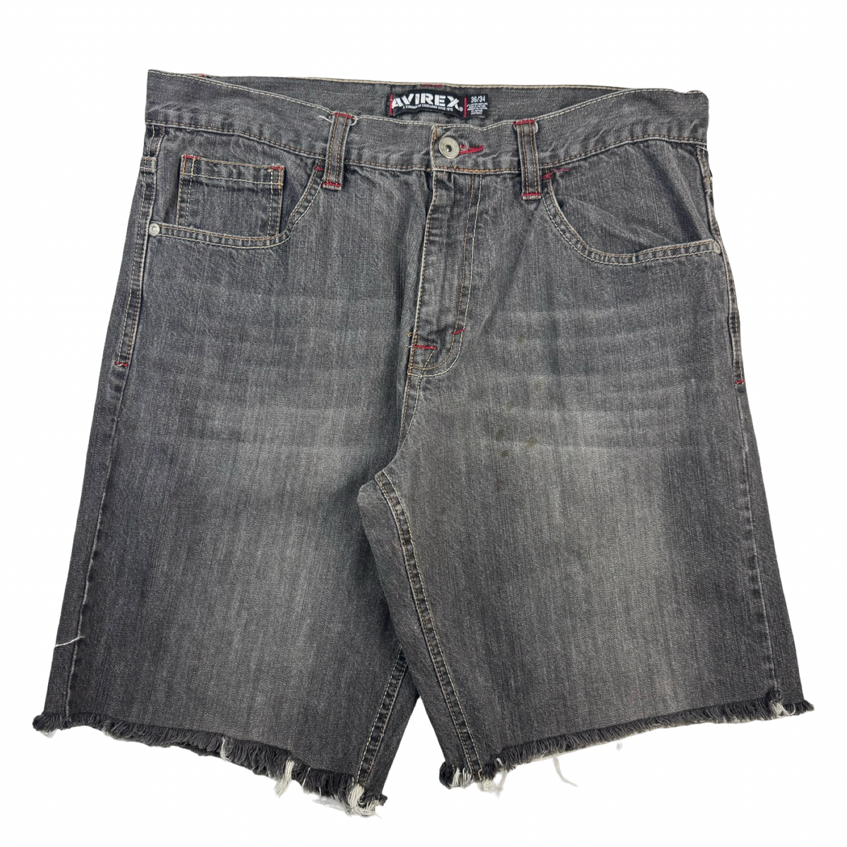 Vintage Y2K Avirex Skull Pocket Denim Shorts Washed Grey