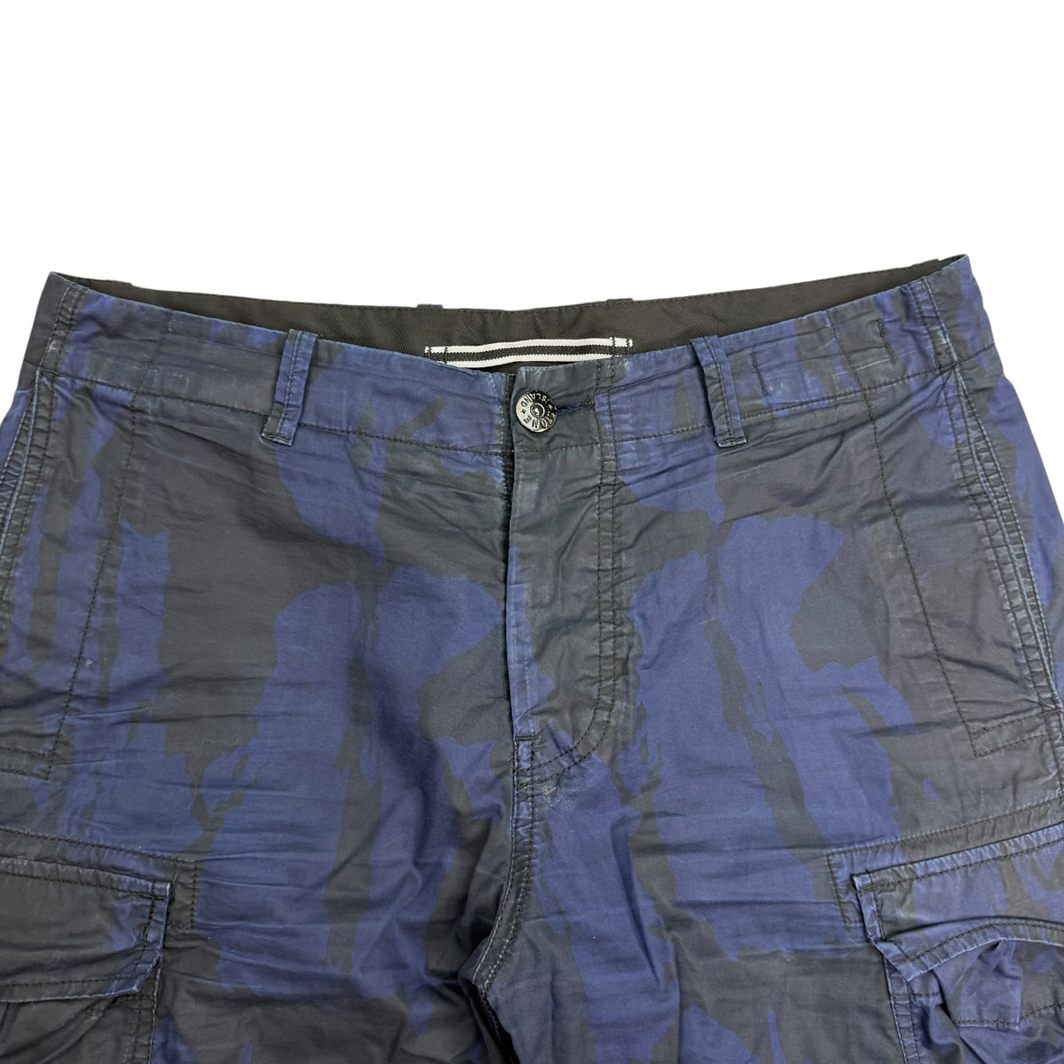 Stone Island Rip Stop Camo Print Shorts Blue