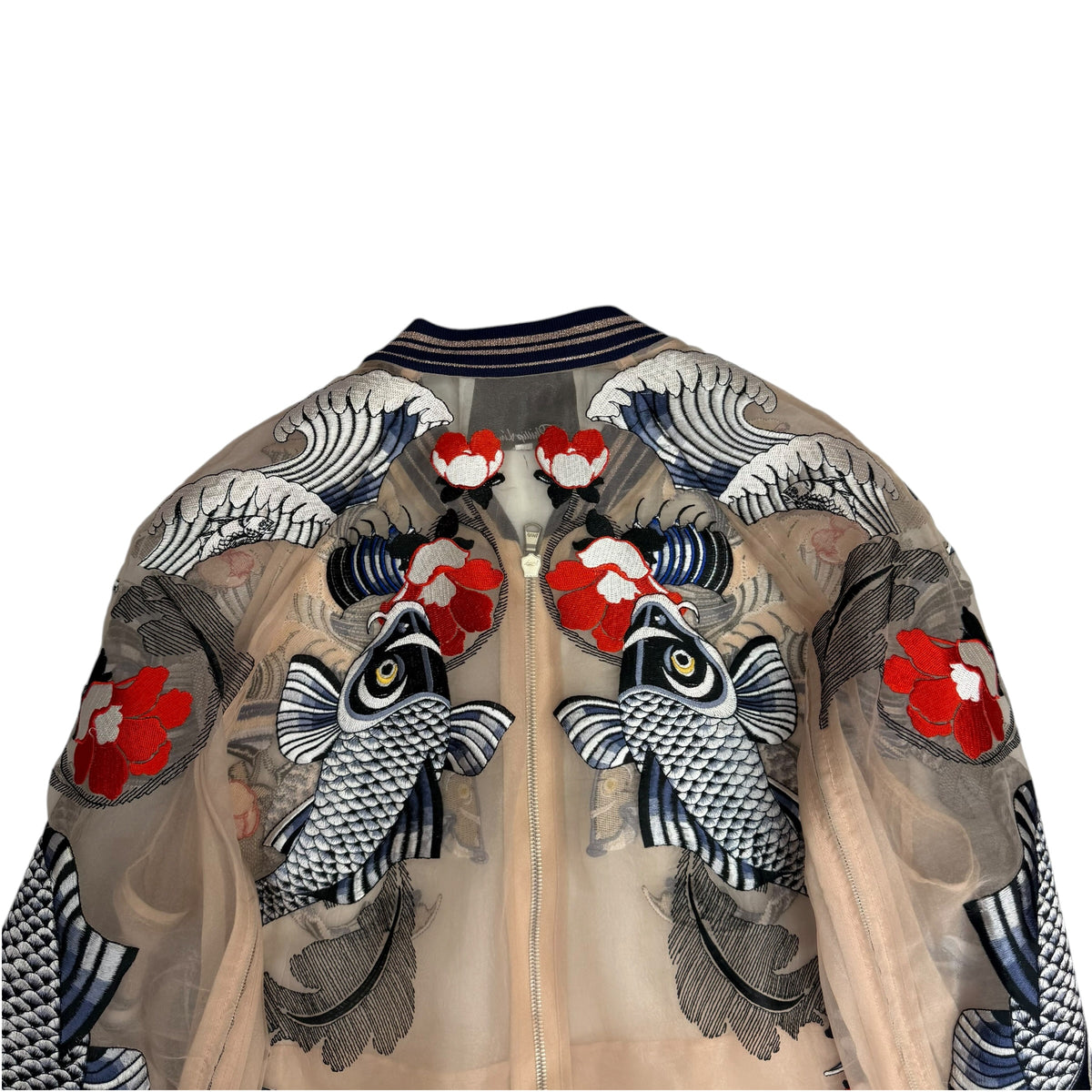 (W) 3.1 Phillip Lim Tattoo Embroidered Organza Bomber Jacket Salmon