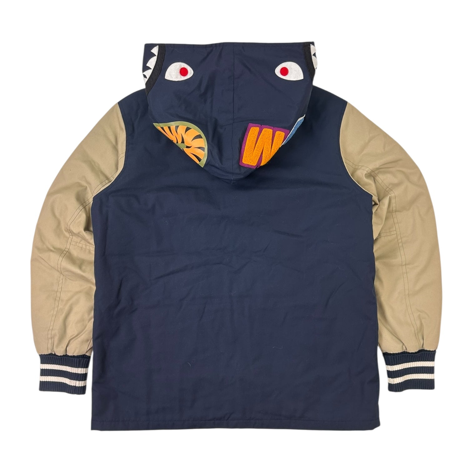 Bape Varsity Shark Jacket Navy/Tan