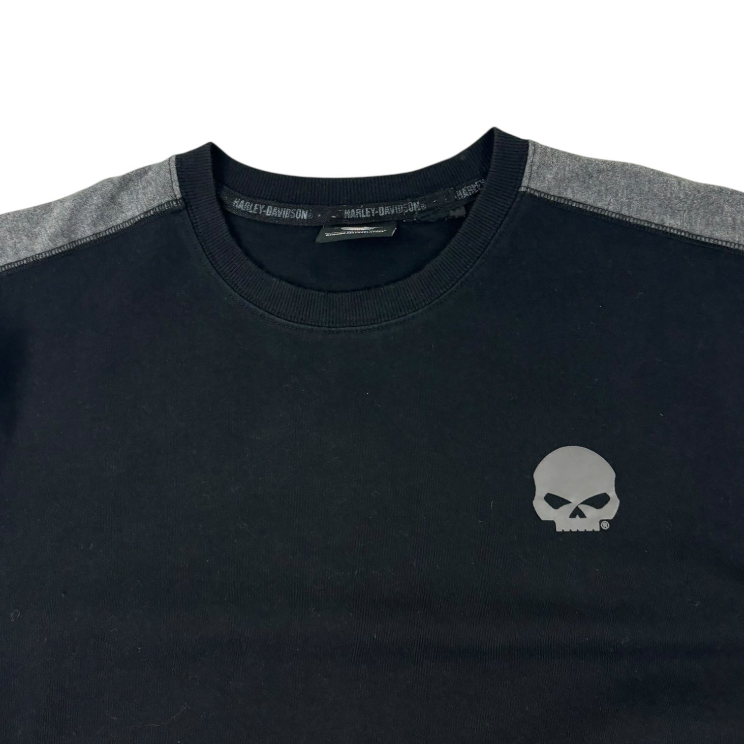 Vintage Harley Davidson Motorcycles Skull Long Sleeve T-Shirt Black