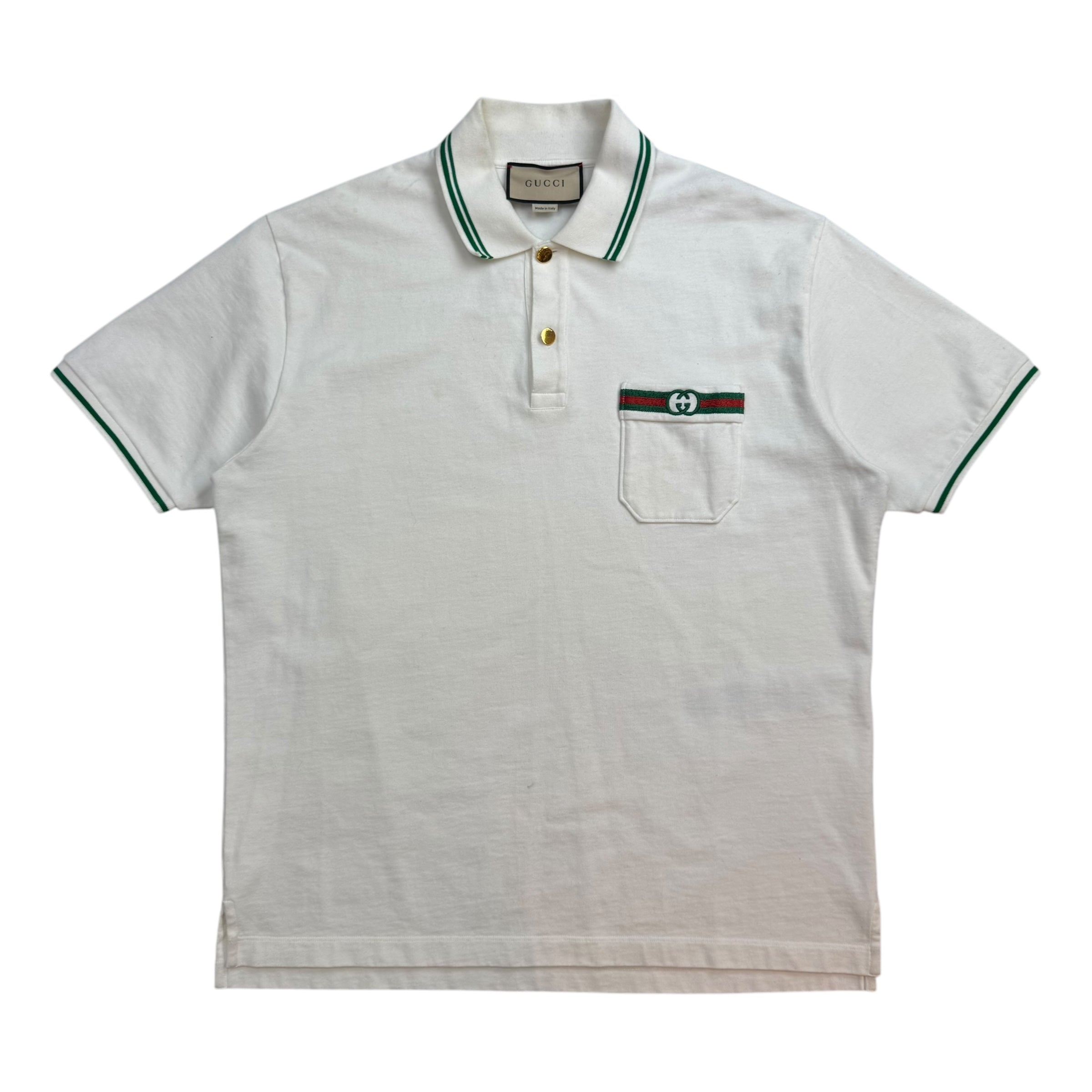 Gucci Web Logo Polo Tee White