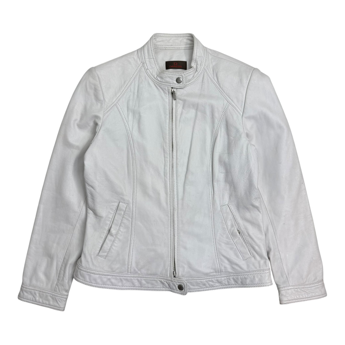 (W) Vintage Danier Leather Moto Jacket White