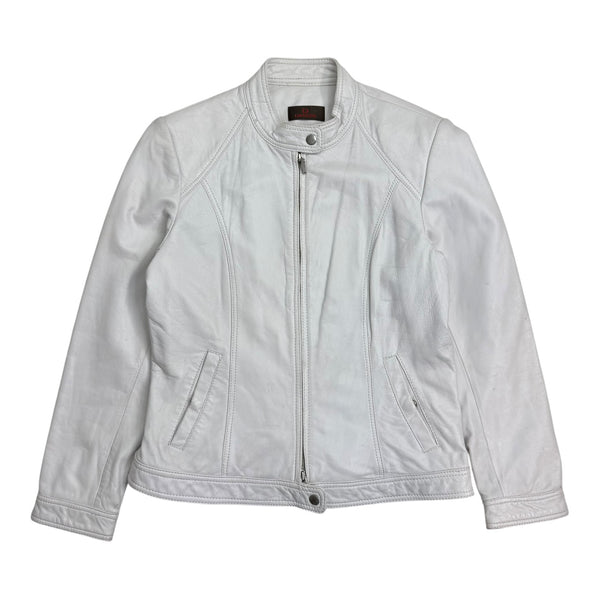 (W) Vintage Danier Leather Moto Jacket White