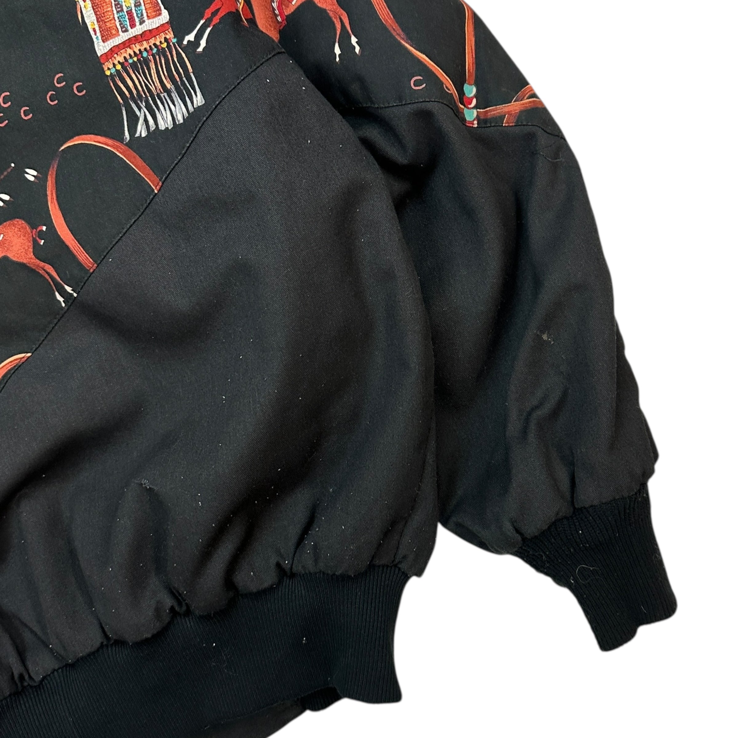 Vintage Bee-Wild Patterned Bomber Jacket Black
